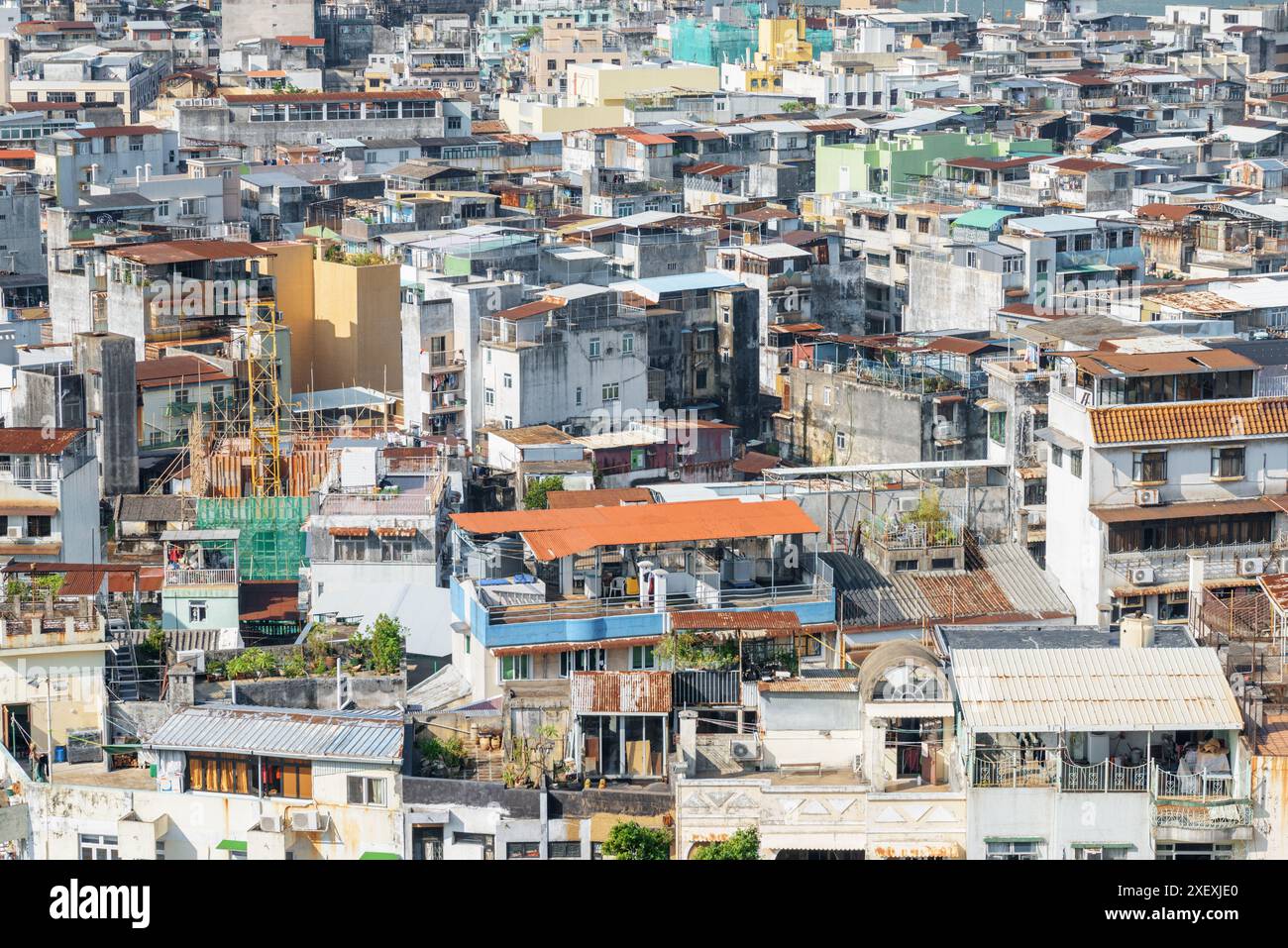 Scenic aerial view of old residential buildings in Macau. Amazing ...