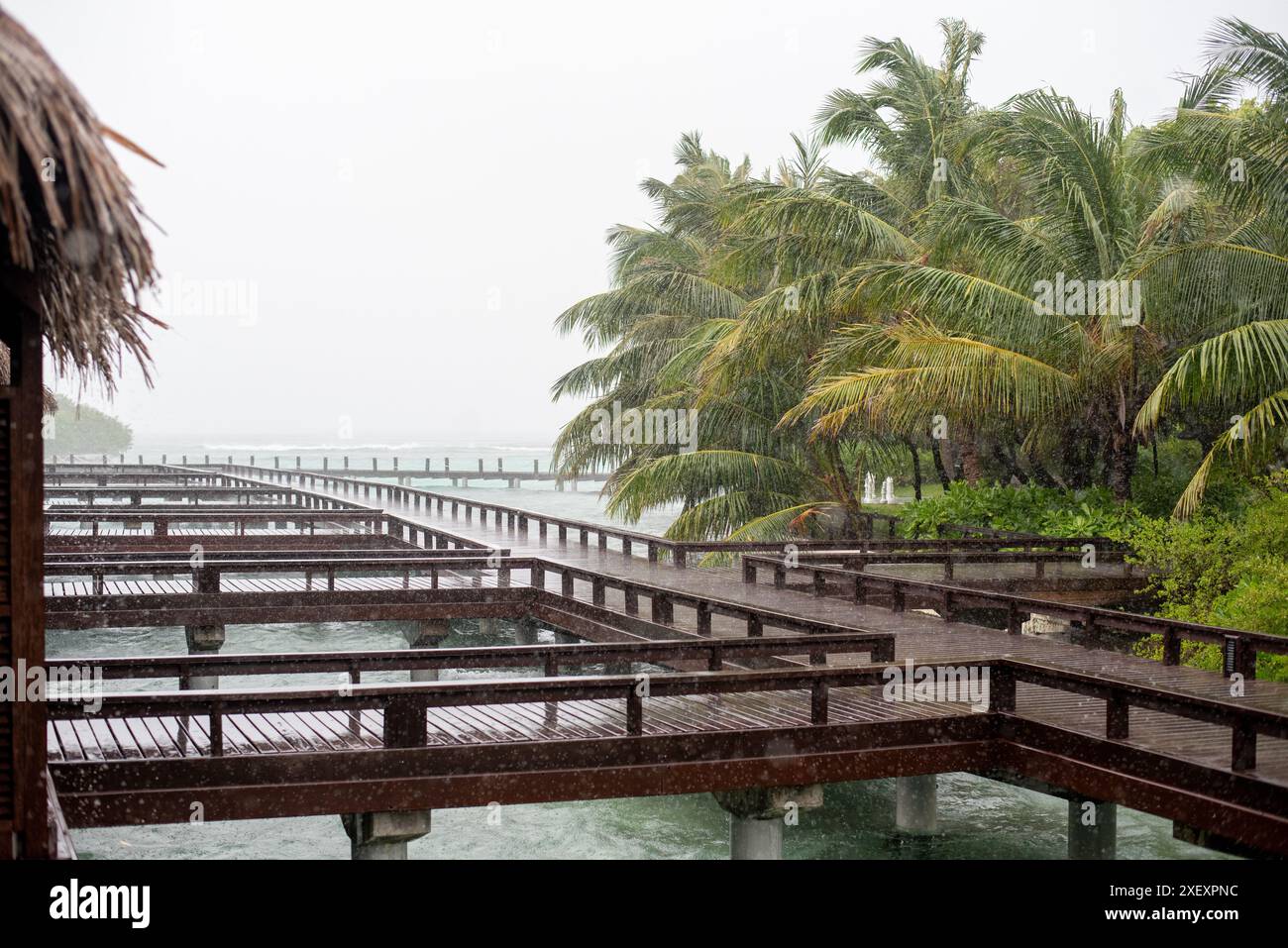 Rain at the Sheraton Maldives Full Moon Resort & Spa at Furanafushi ...