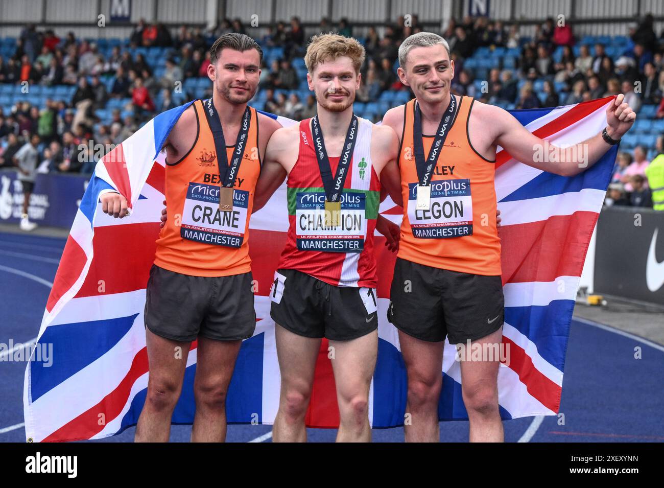 The medalists of the 5000m walk during the Microplus UK Athletics ...