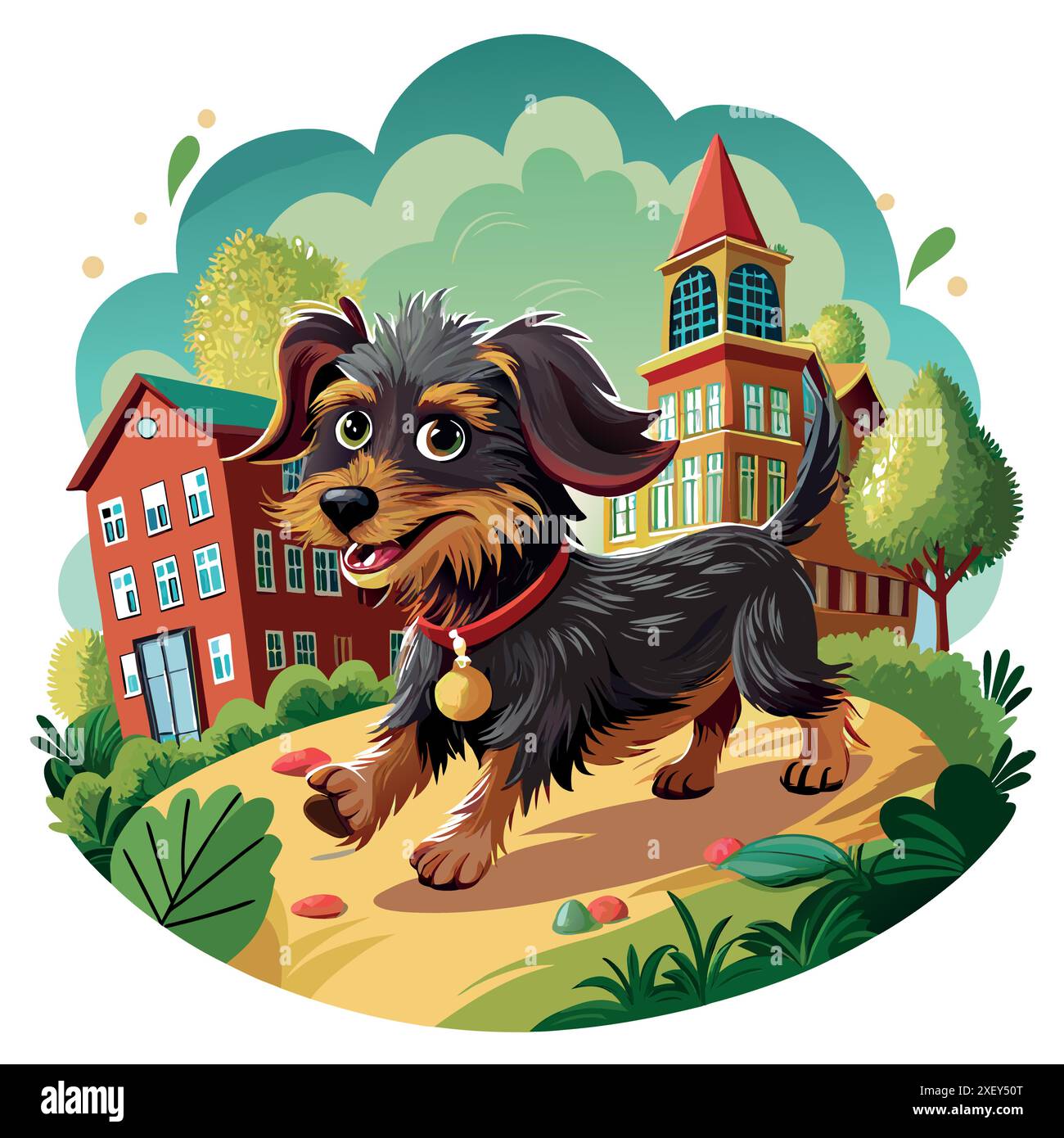 Doxiepoo dog frantic walks school vector. AI generated image. Clipart ...
