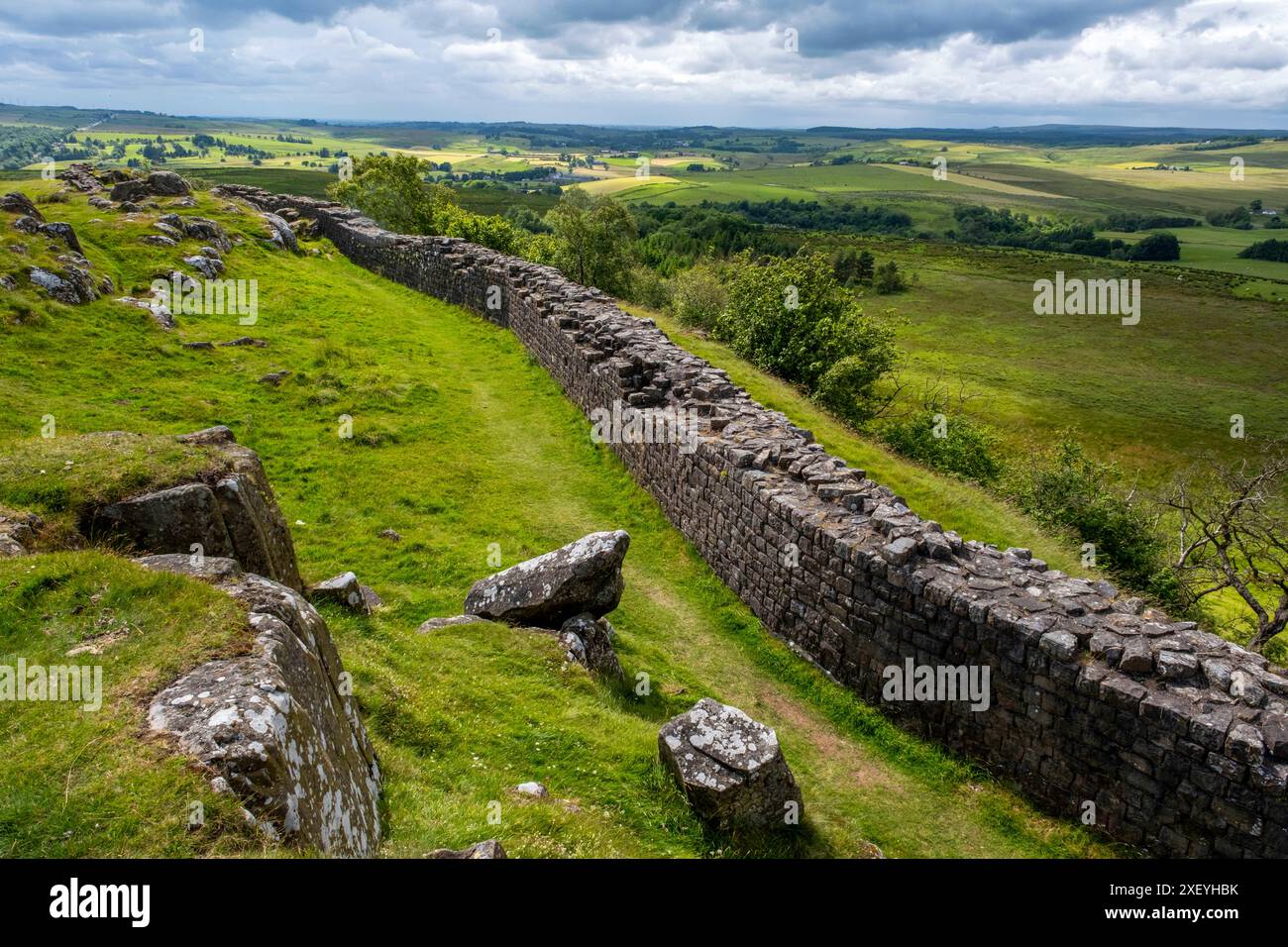 Section of Hadrian's Wall at Walltown Crags, Northumberland, England ...