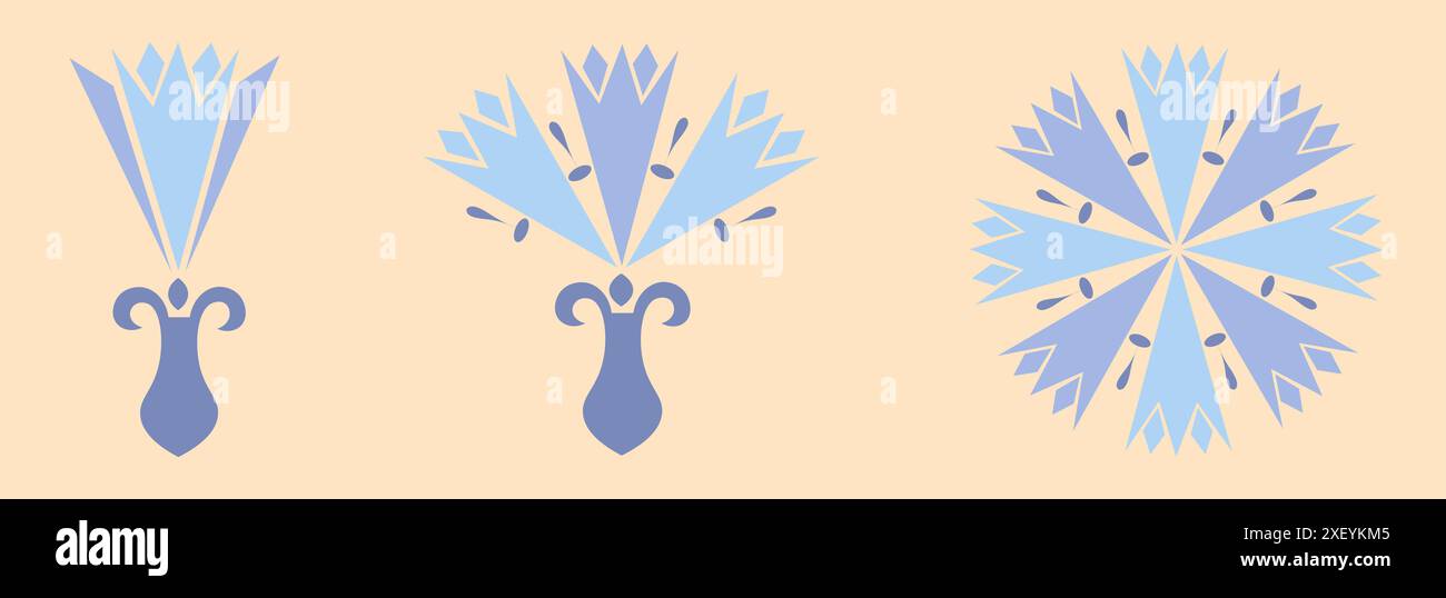Flower Projection A set of three projections of a flower: a bud, a half-opened flower and ...