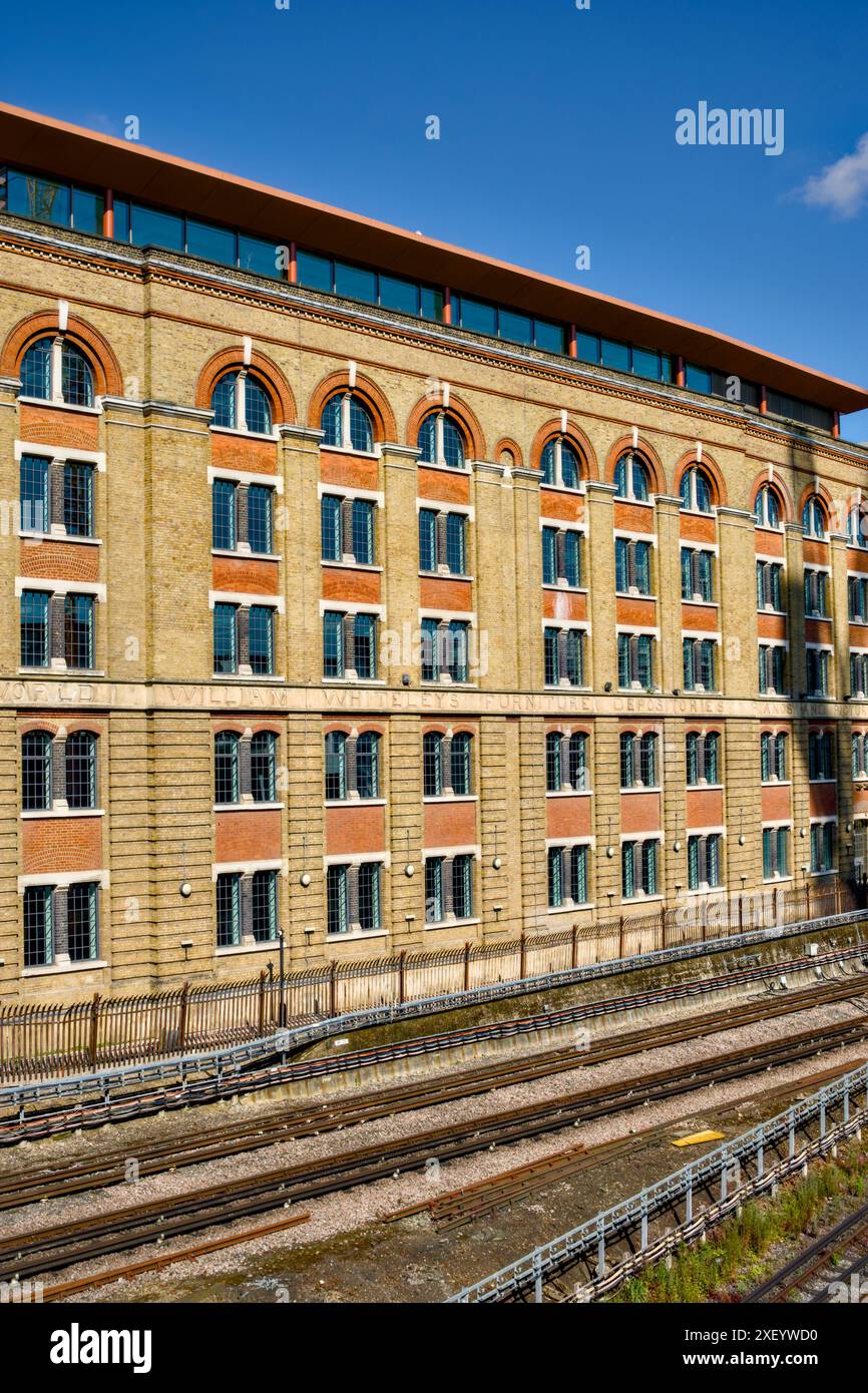 Former Whitley’s Furniture Depository converted for Office Use, West Kensington, Royal Borough of Kensington & Chelsea, London, England, U.K. Stock Photo