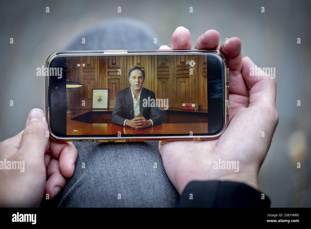 Mark Rutte Office THE HAGUE - Outgoing Prime Minister Mark Rutte during a final speech ...