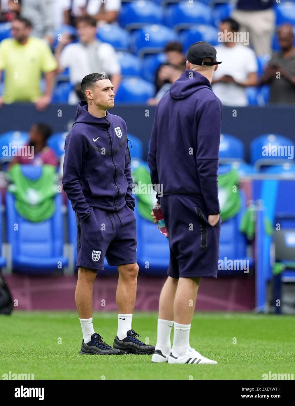 England's Phil Foden (left) on the pitch before the UEFA Euro 2025