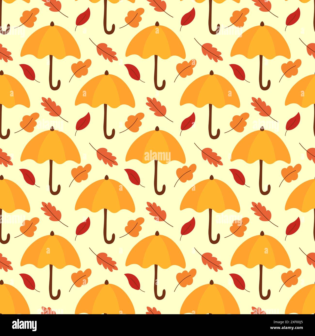 Autumn seamless pattern with umbrellas and leaves. Print for paper ...
