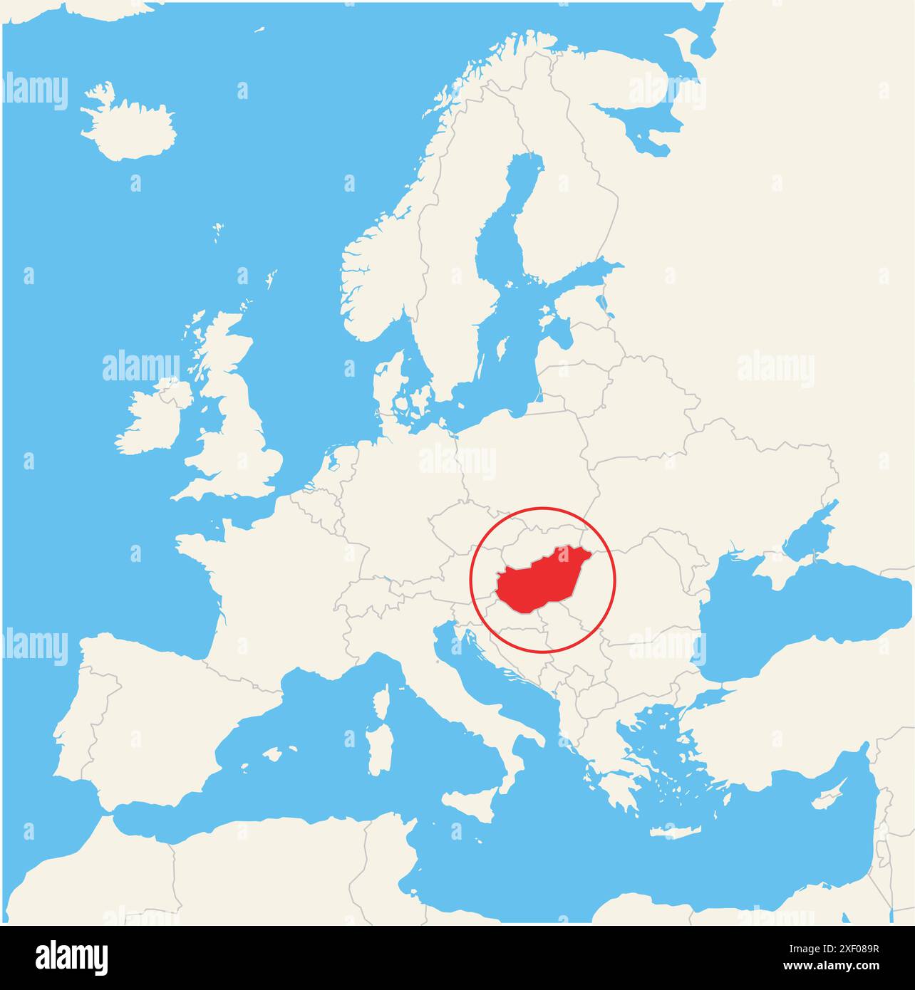 Locator map showing the location of the country Hungary in Europe. The ...