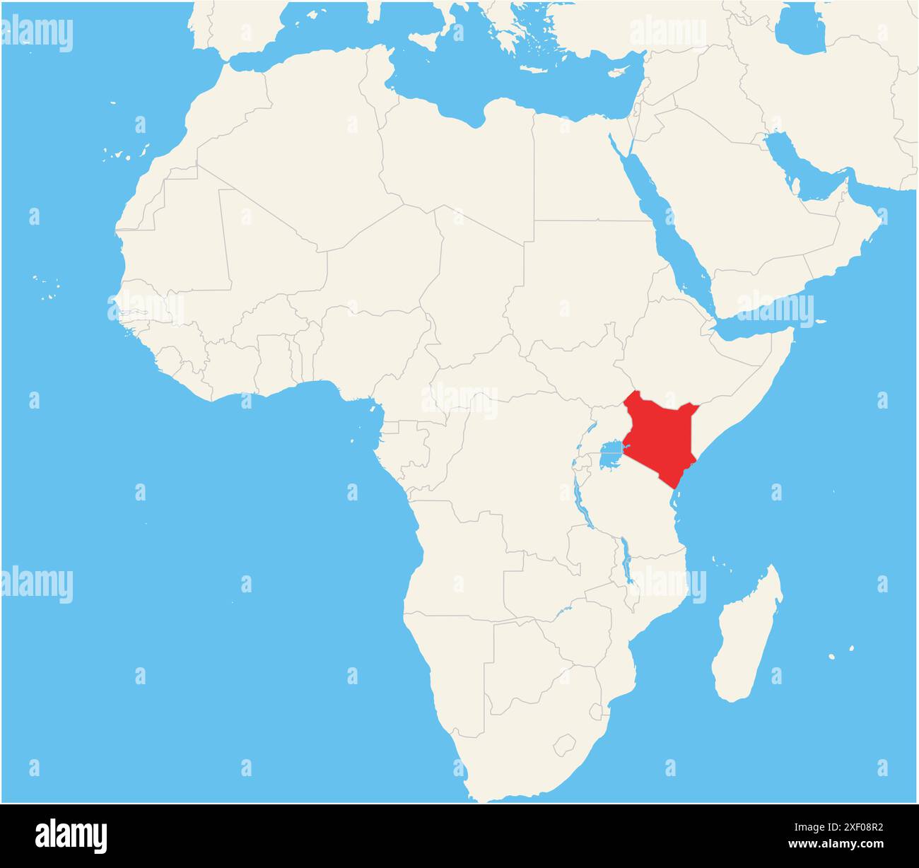 Map Of Africa Kenya Highlighted Hi Res Stock Photography And Images Alamy Locator Map Showing The Location Of The Country Kenya In Africa The Country Is Highlighted With A Red Polygon Small Countries Are Also Marked With A 2XF08R2 
