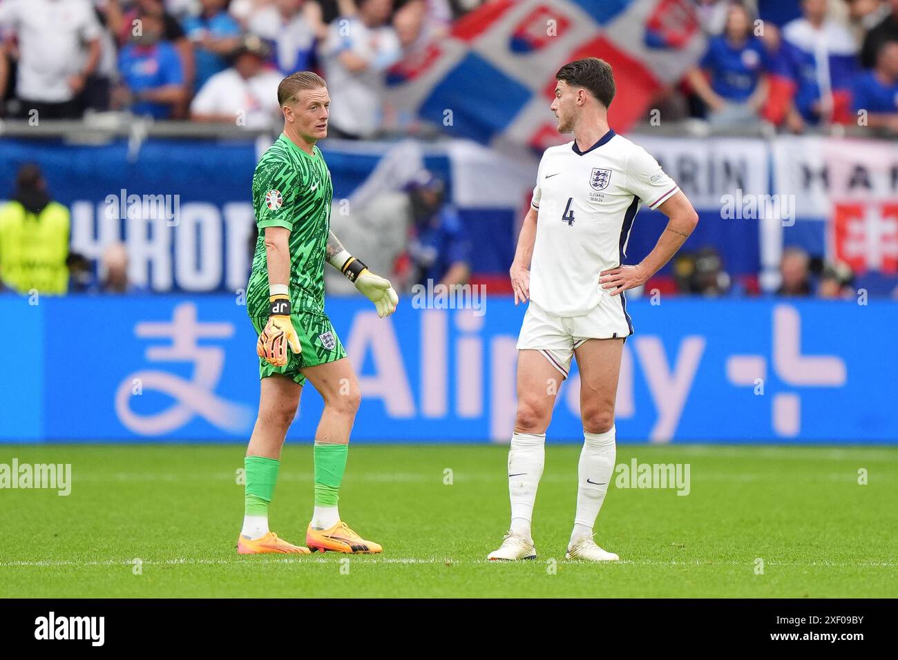 Jordan Rice Declan England goalkeeper Jordan Pickford (left) and Declan Rice react after ...