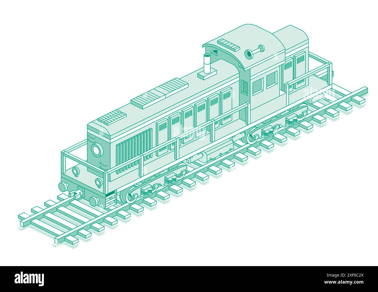 Isometric train engine. Locomotive. Vector illustration. Railway ...