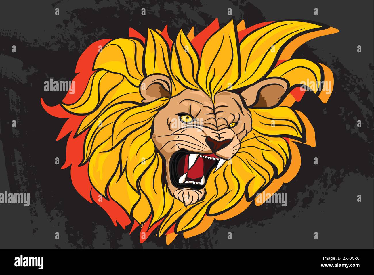 Angry lion head roaring showing its sharp teeth Stock Vector