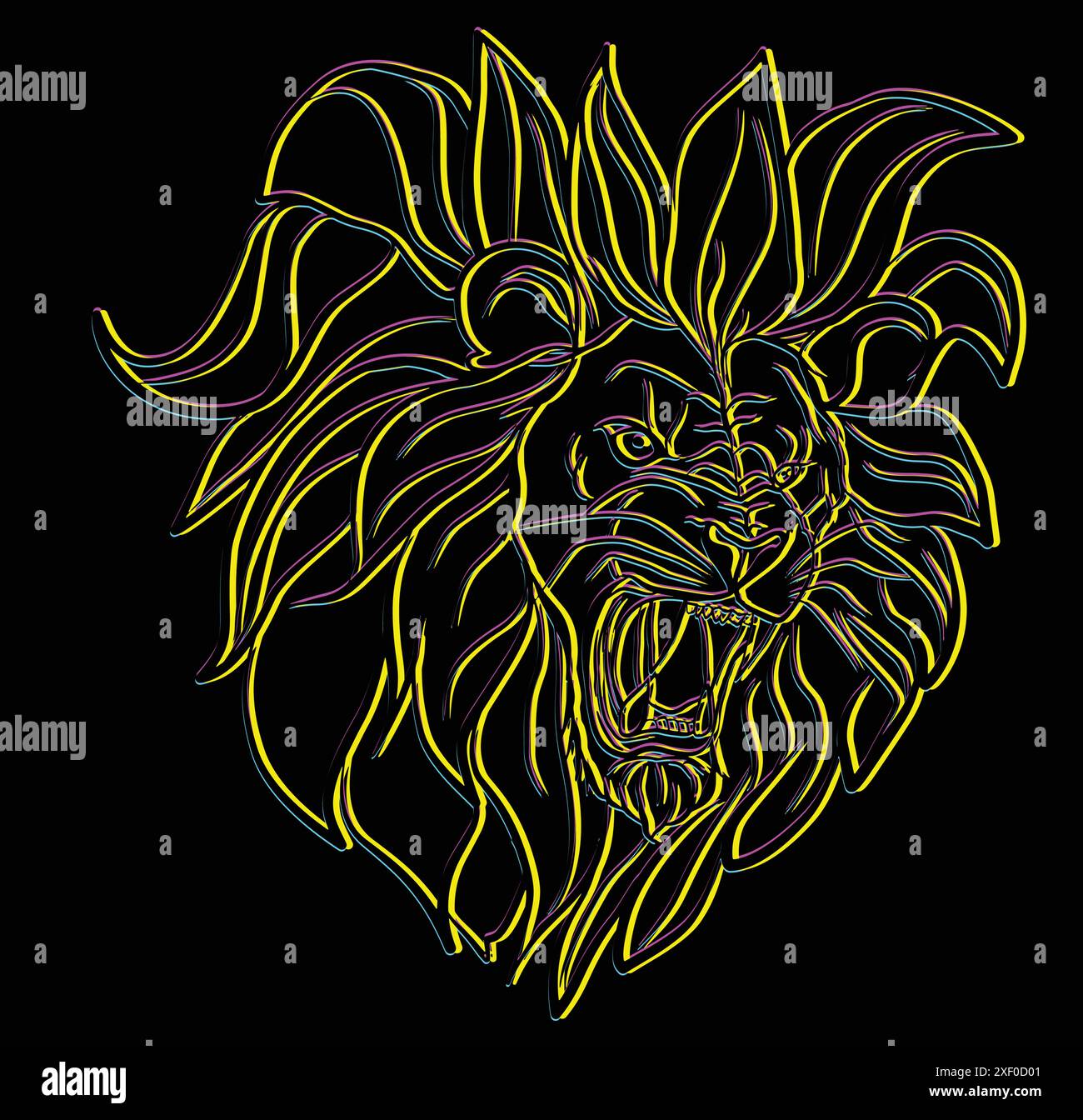 Angry lion head roaring showing its sharp teeth Stock Vector
