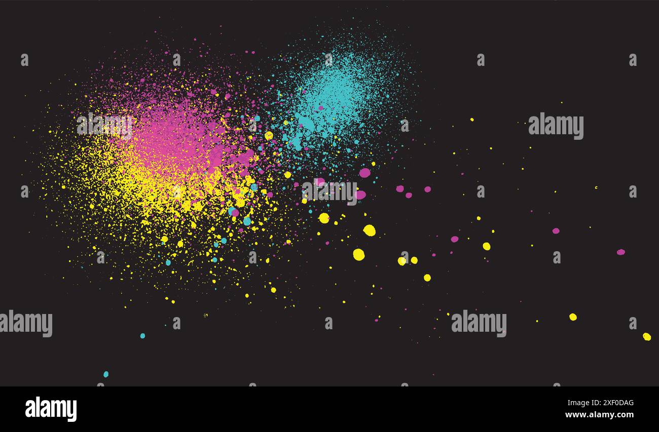 Cmyk color splashing on black background Stock Vector Image & Art - Alamy