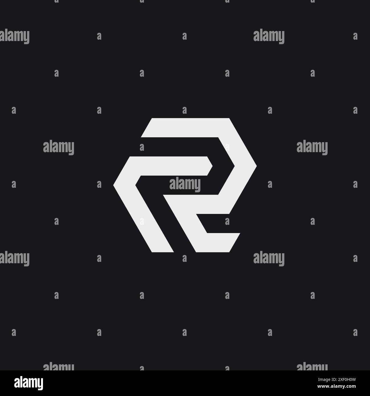 Creative letter CR RC typographic minimal hexagon shape logo design. Stock Vector