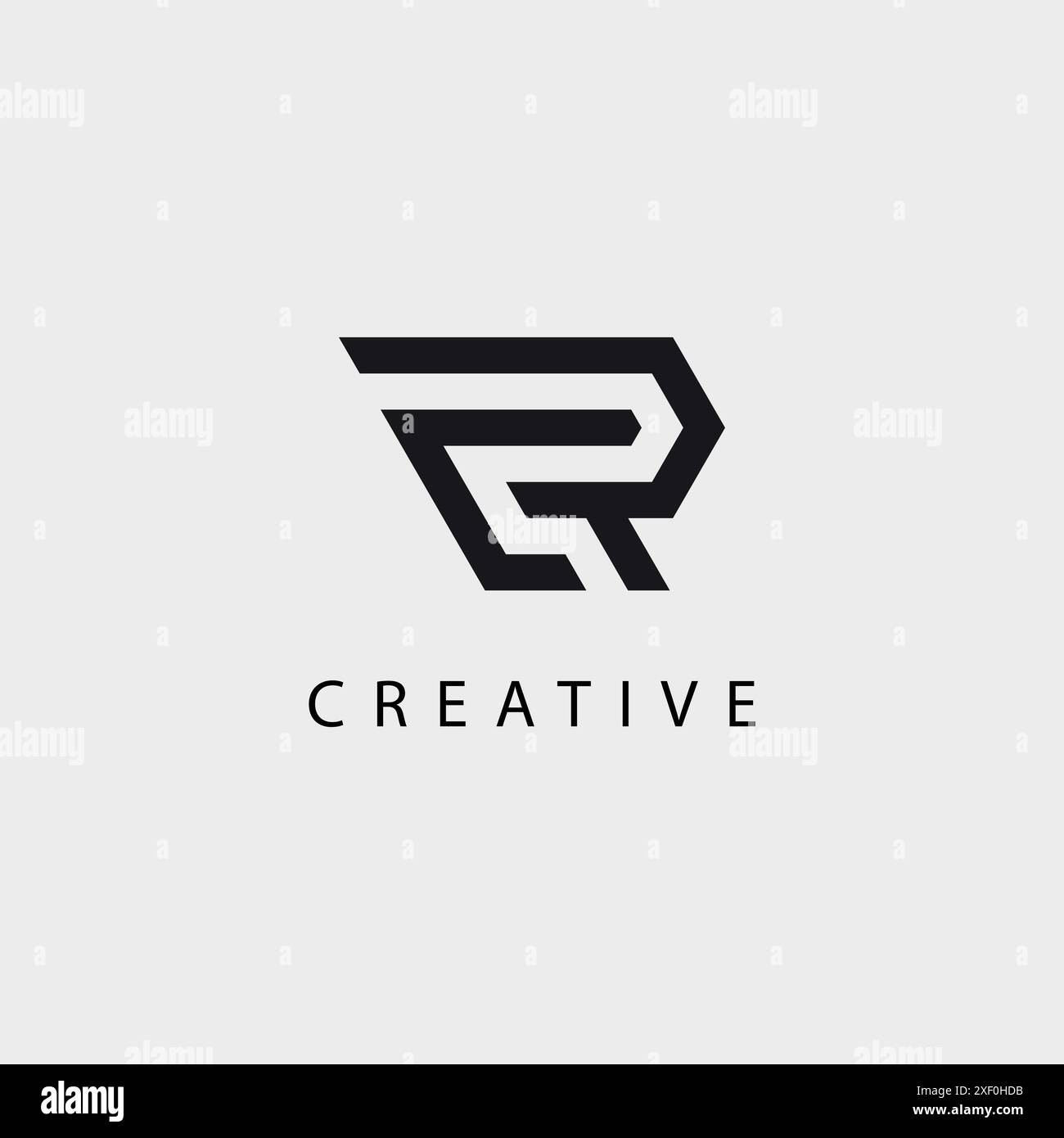 Creative letter CR RC typographic minimal hexagon shape logo design. Stock Vector