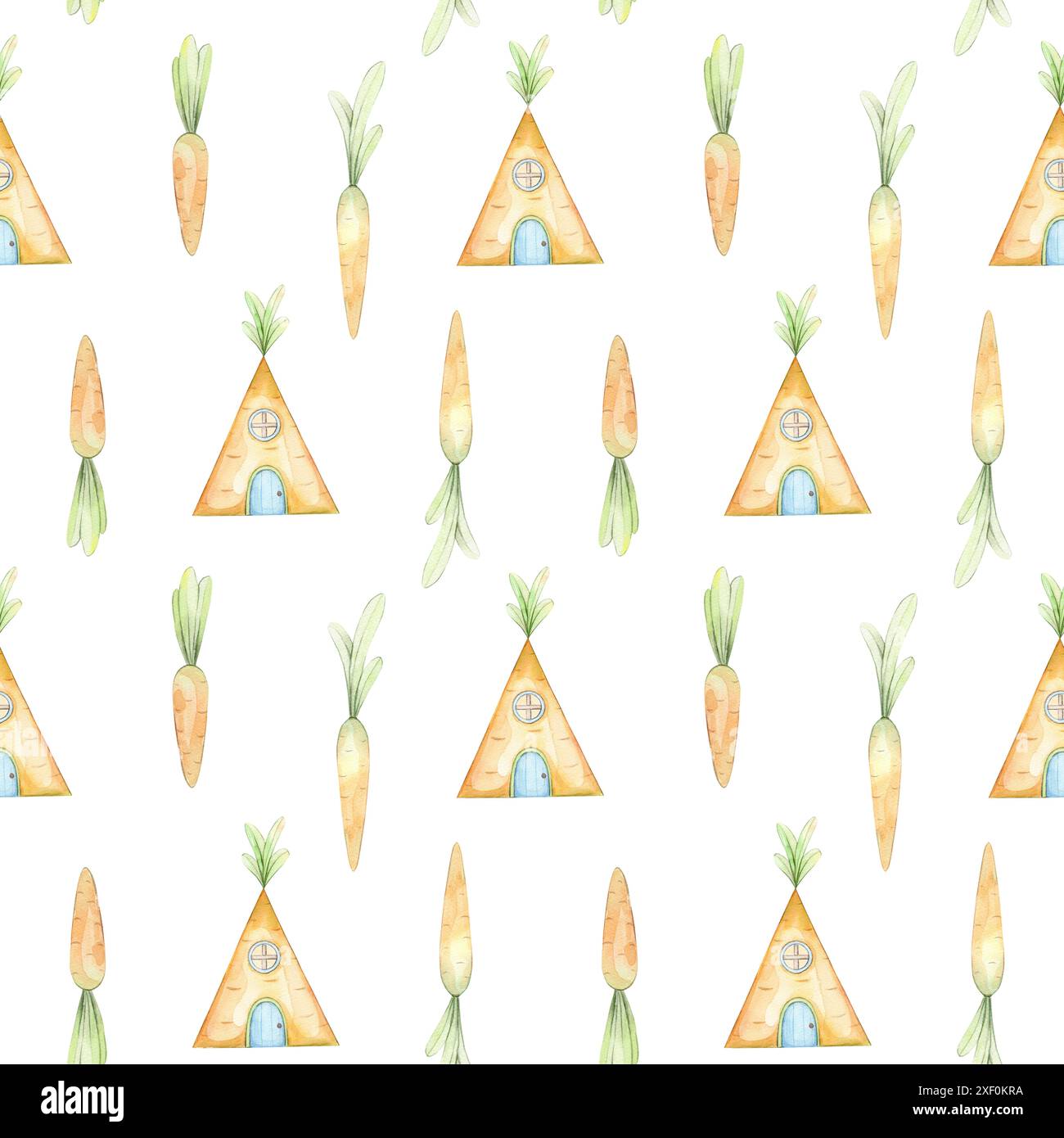 Seamless pattern with watercolor carrots Stock Photo