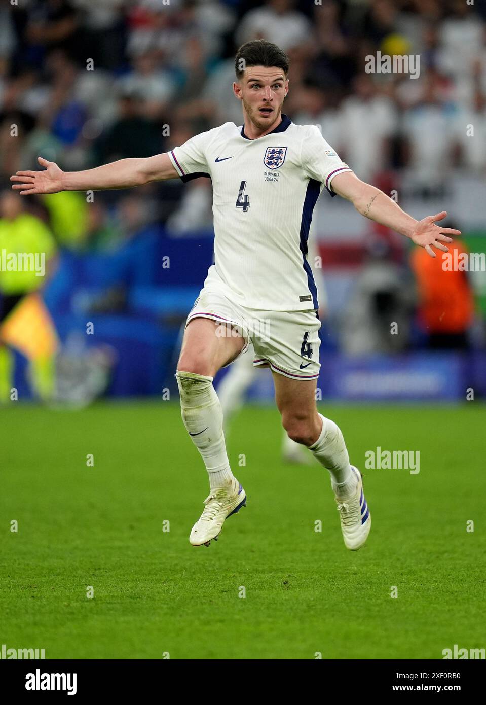 England's Declan Rice gestures during the UEFA Euro 2025, round of 16
