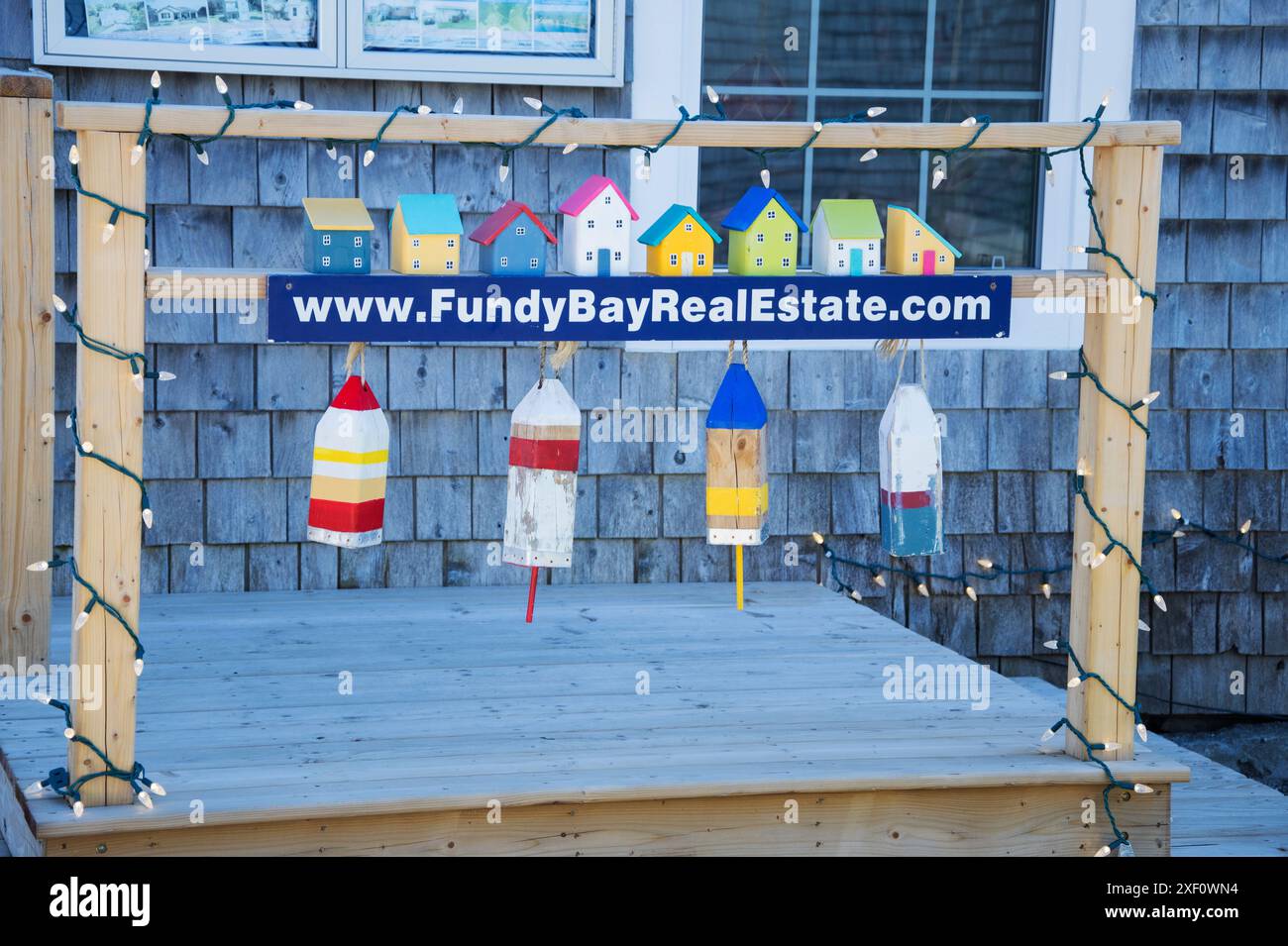 Fundy Bay real estate sign in Water Street in downtown St. Andrews, New