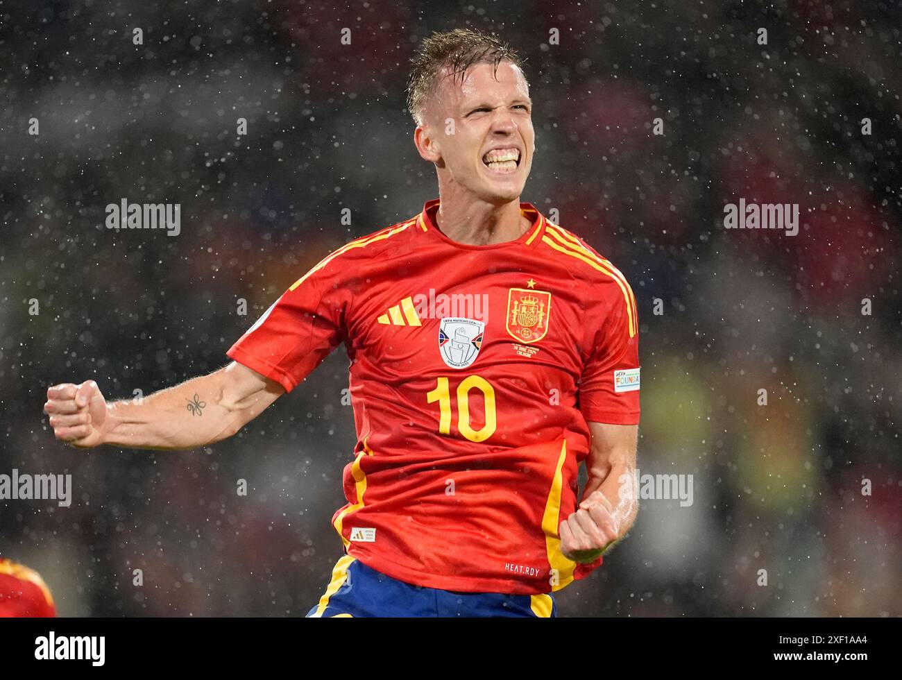 Spain s Dani Olmo Celebrates After He Scored His Sides Fourth Goal 