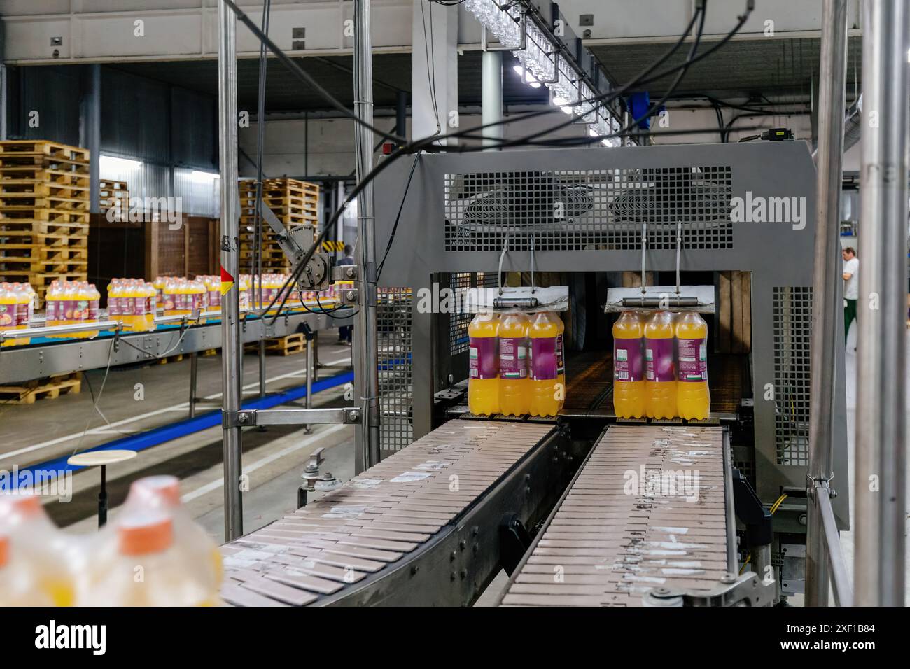 Production line of bottling of beverage into plastic bottles and ...