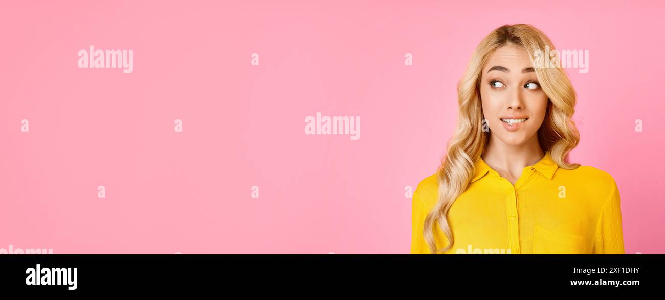 Young blonde woman looking side hi-res stock photography and images - Alamy