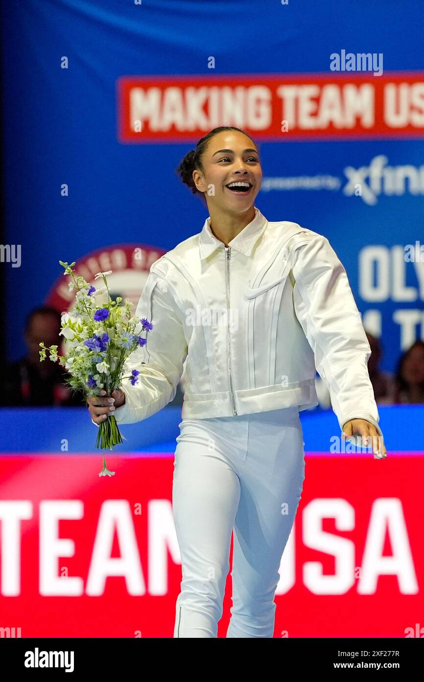 Hezly R Hezly Rivera smiles as she is named to the 2024 Olympics team at the ...