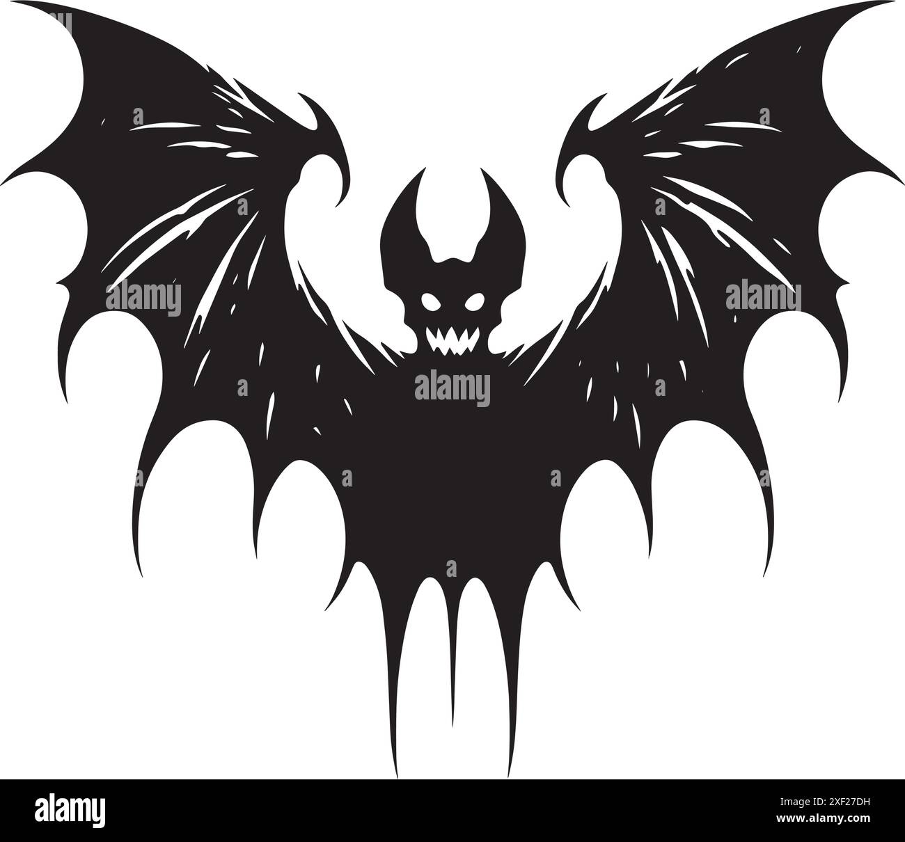 Scary halloween bat black silhouette isolated on white background Stock ...