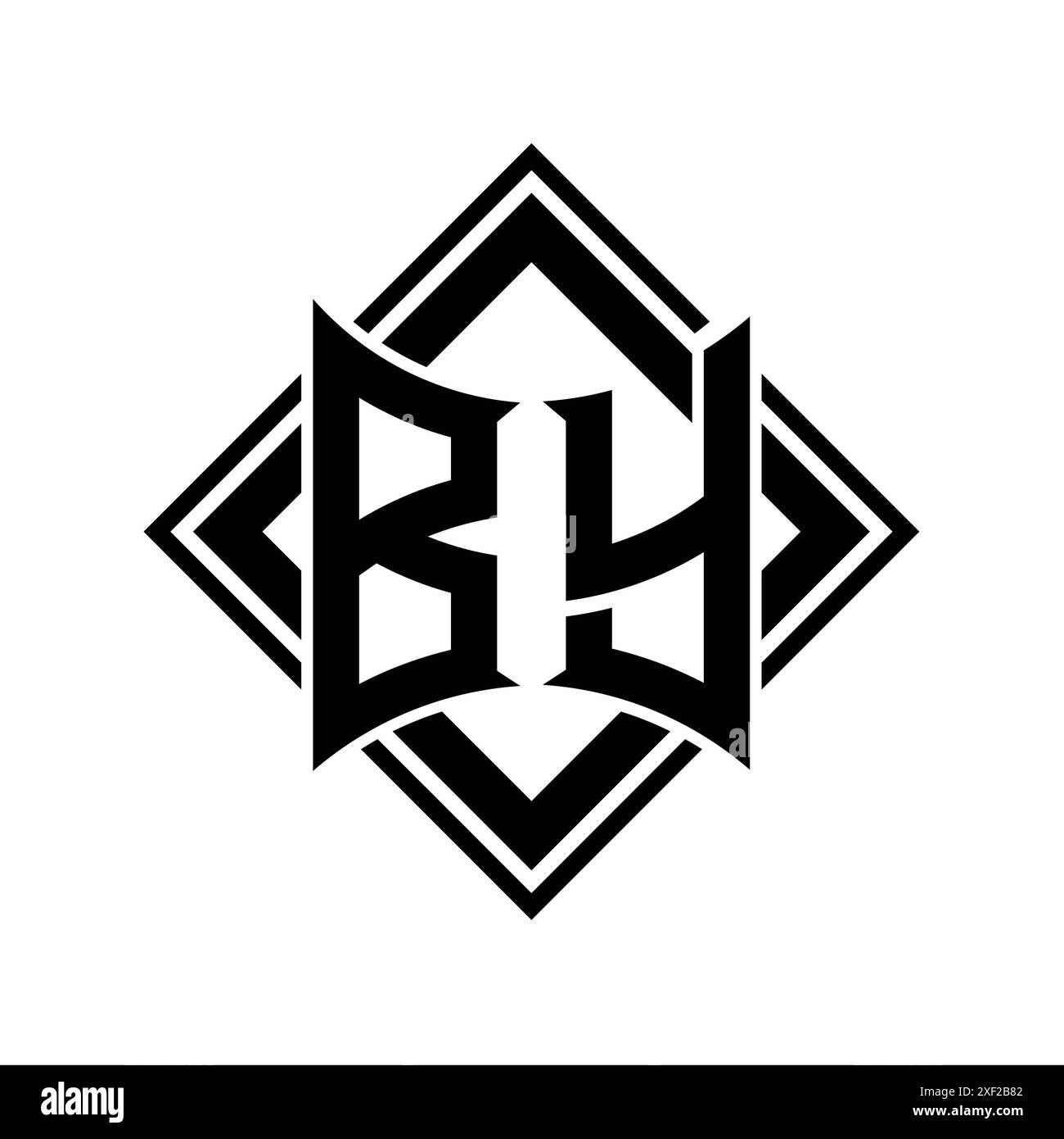 BY Letter logo with abstract shield shape with square black outline on ...