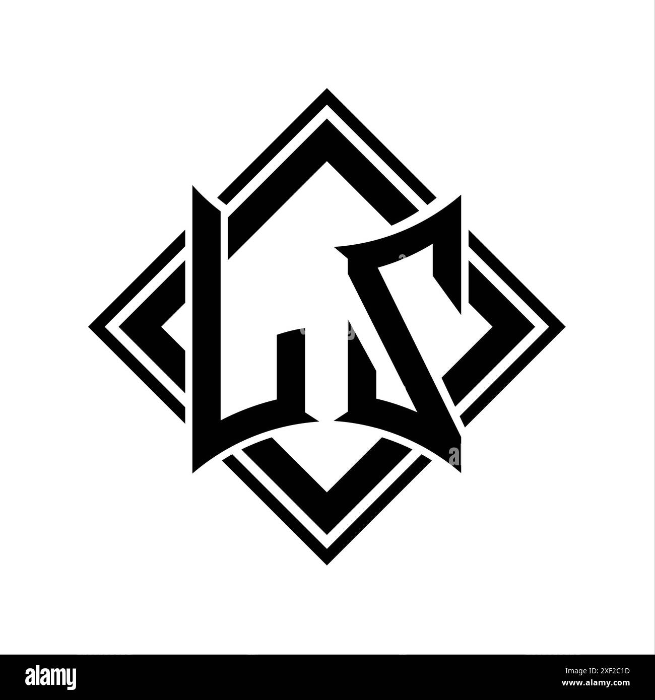 LZ Letter logo with abstract shield shape with square black outline on ...