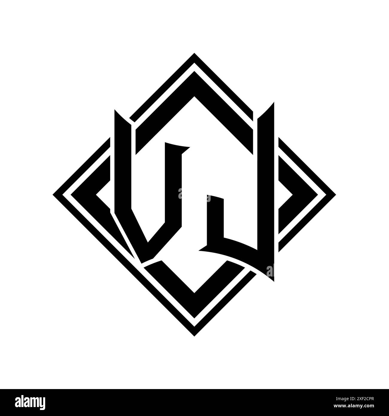 VJ Letter logo with abstract shield shape with square black outline on ...