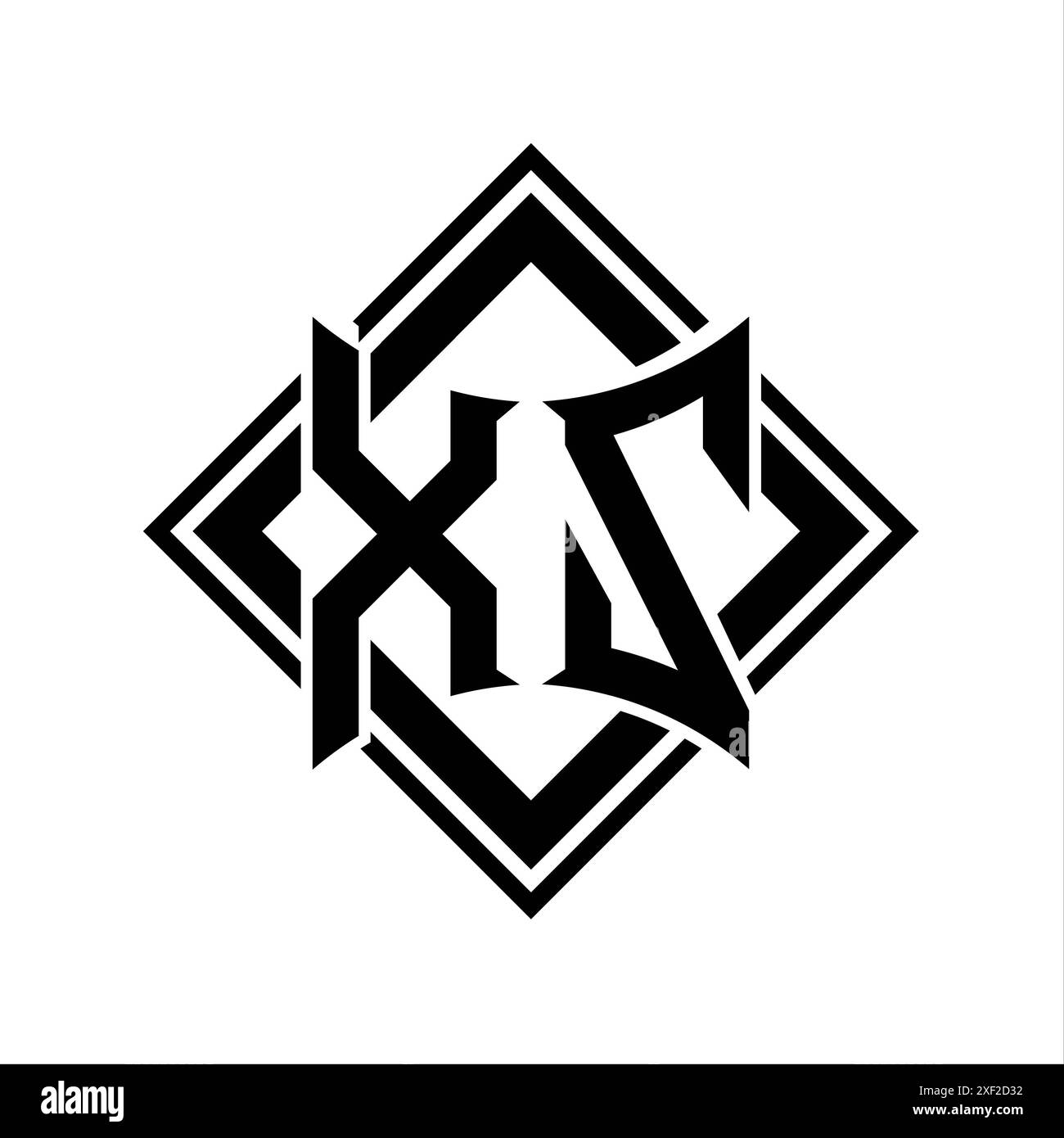 XZ Letter logo with abstract shield shape with square black outline on ...
