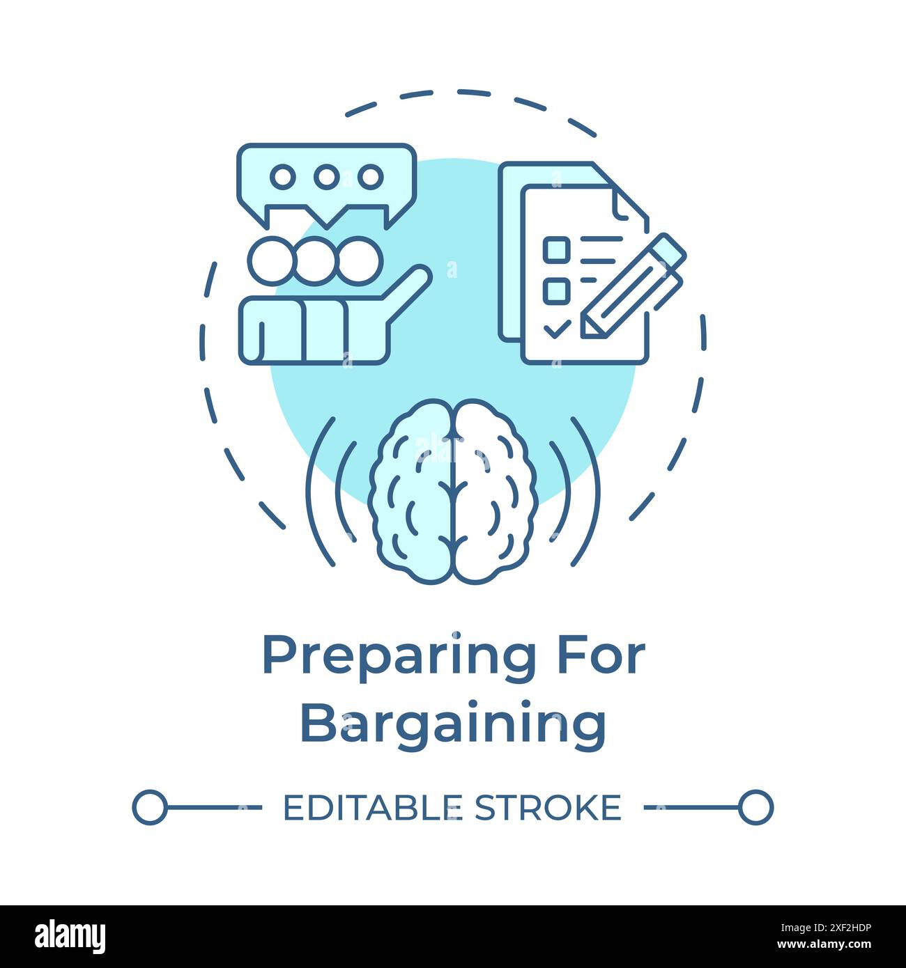 Preparing for bargaining soft blue concept icon Stock Vector