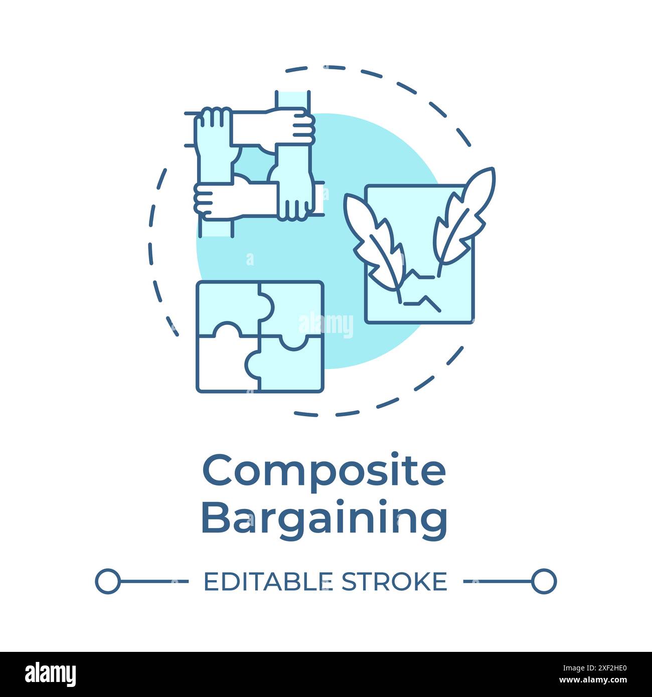 Composite bargaining soft blue concept icon Stock Vector