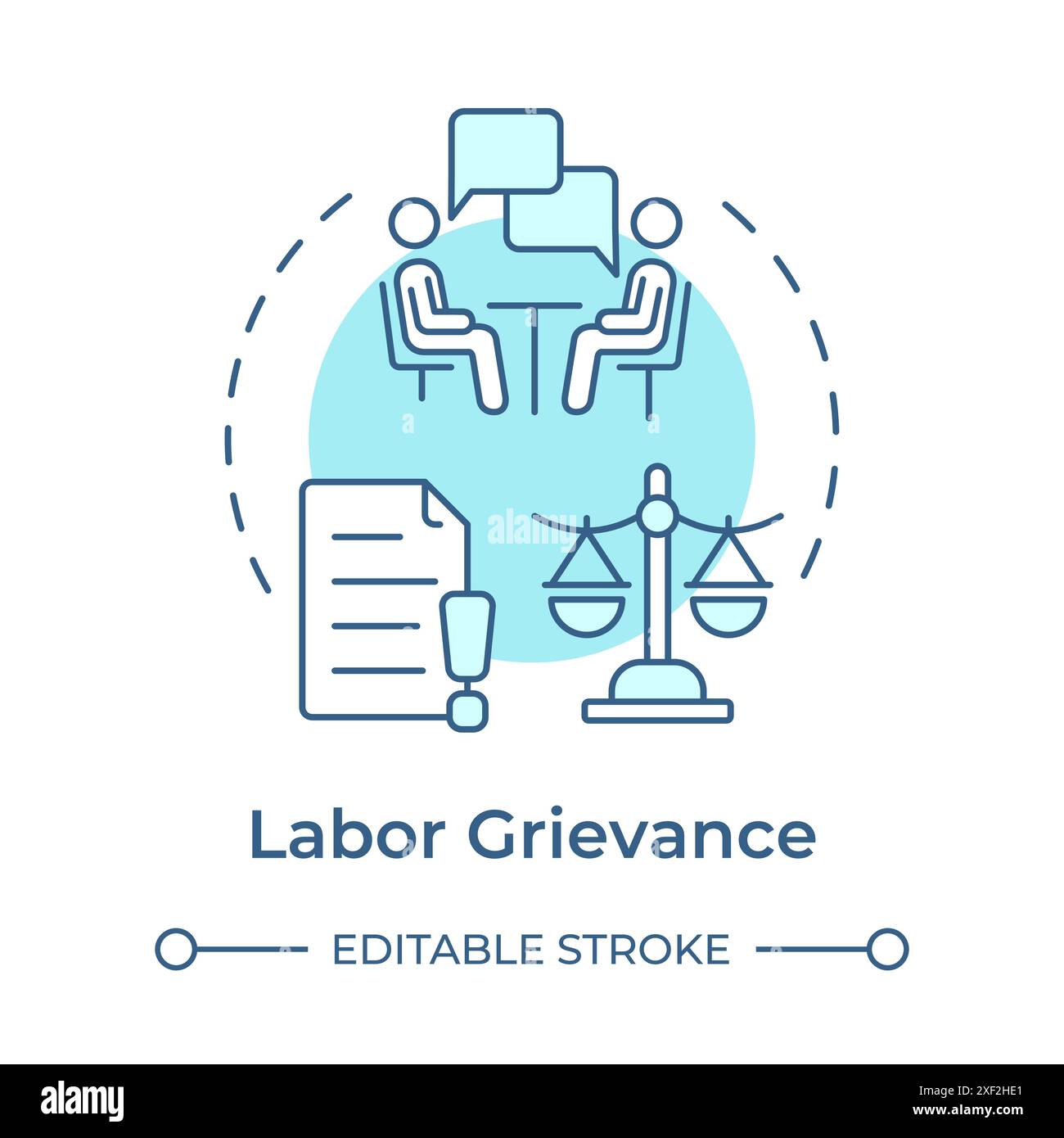Labor grievance soft blue concept icon Stock Vector