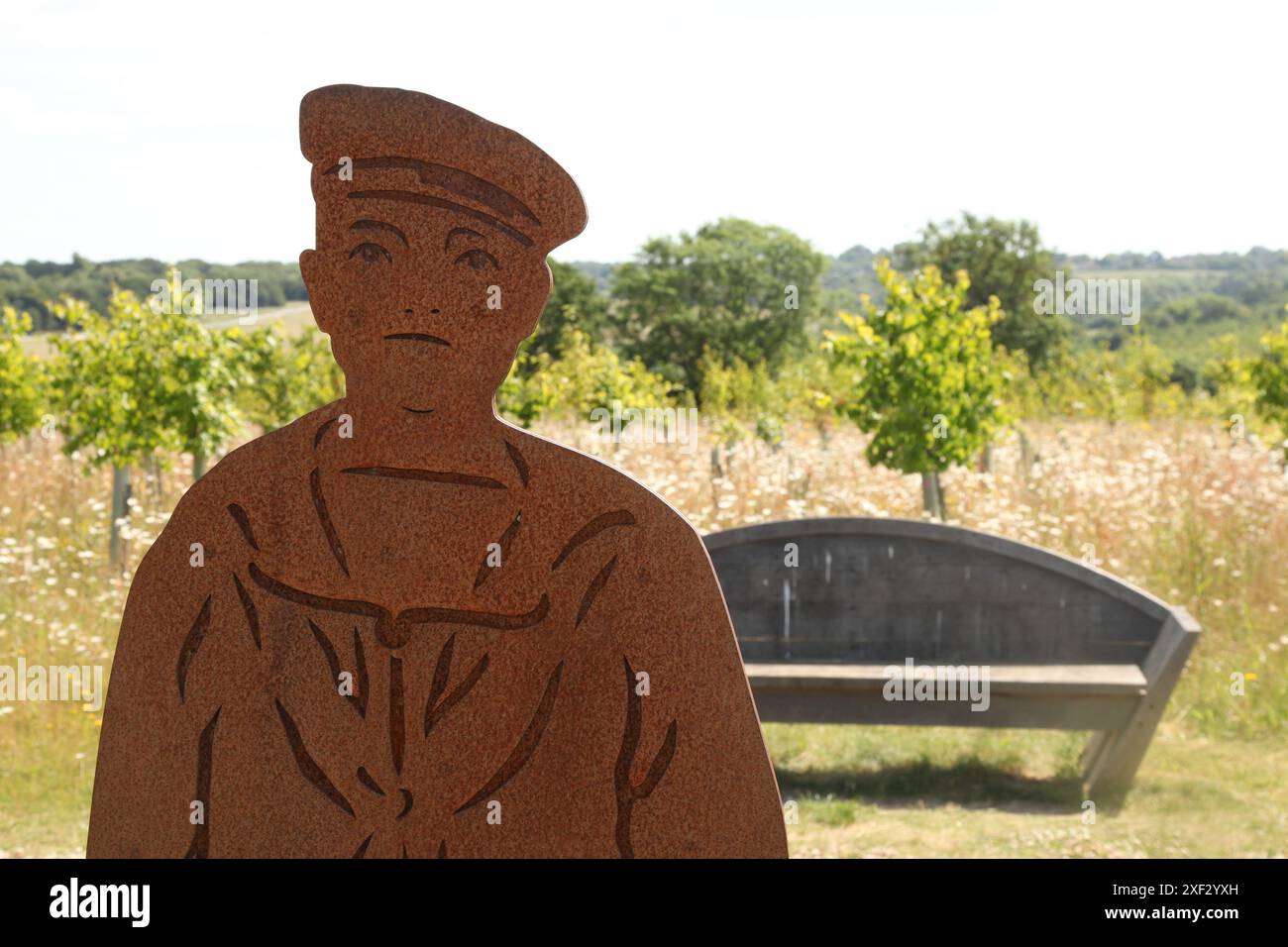 Striking steel figure in 1916 Navy uniform by sculptor Christine ...