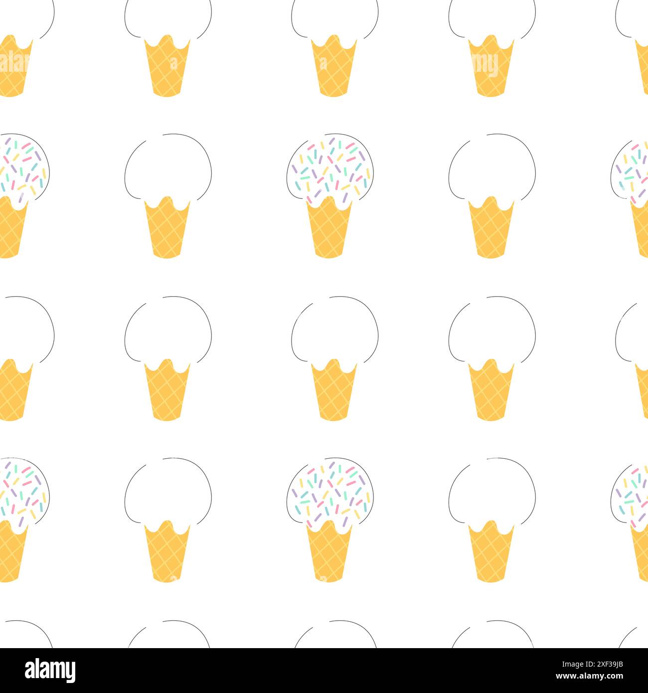 ice cream in waffle cone vector seamless pattern Stock Vector Image ...