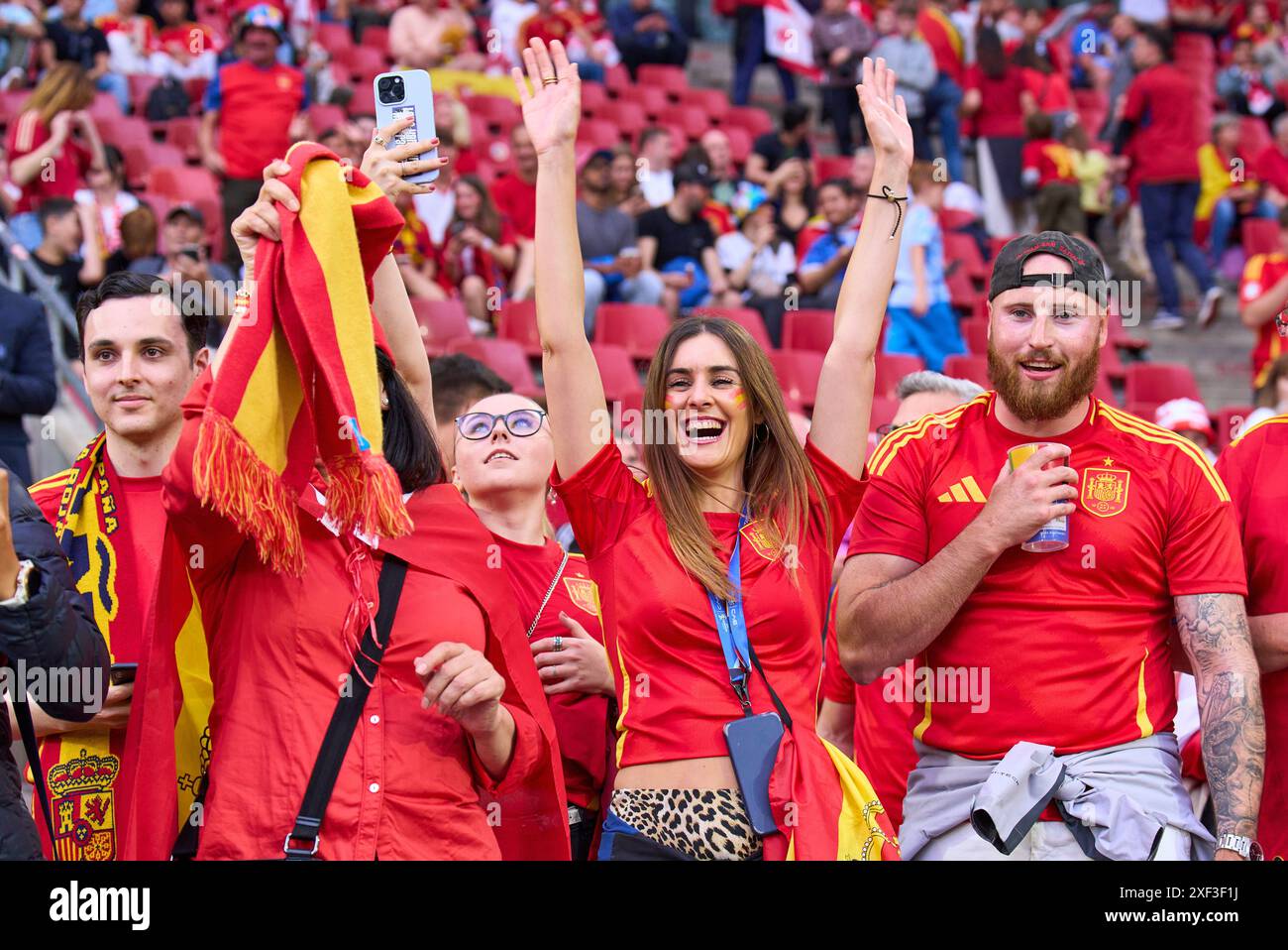 ESP fans in the best of 16 match SPAIN, , . on Jun 30, 2024 in