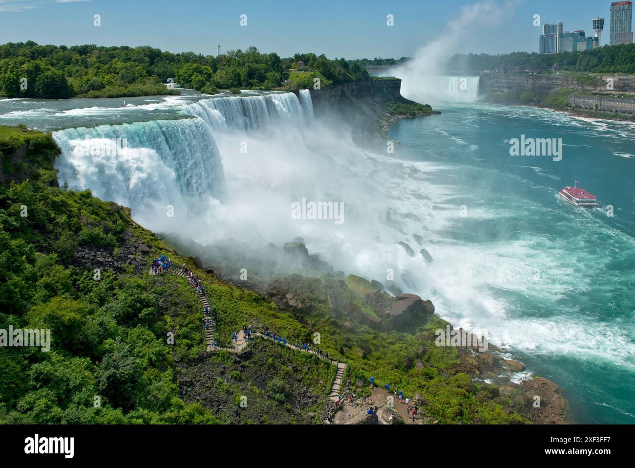 American Falls, Goat Island and Horseshoe Falls. Niagara Falls. United ...