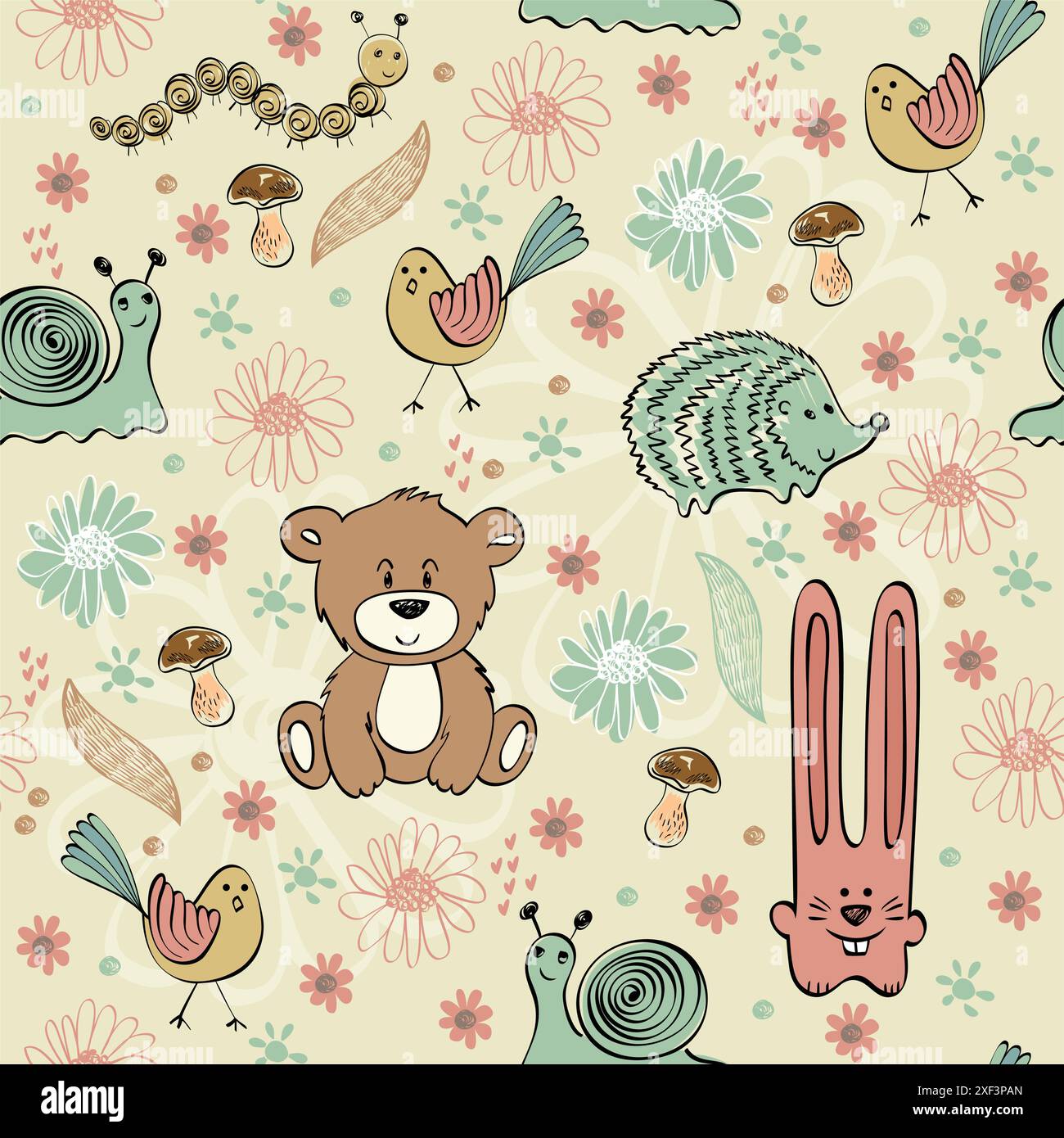 Cute hand draw seamless pattern for kids Stock Vector Image & Art - Alamy