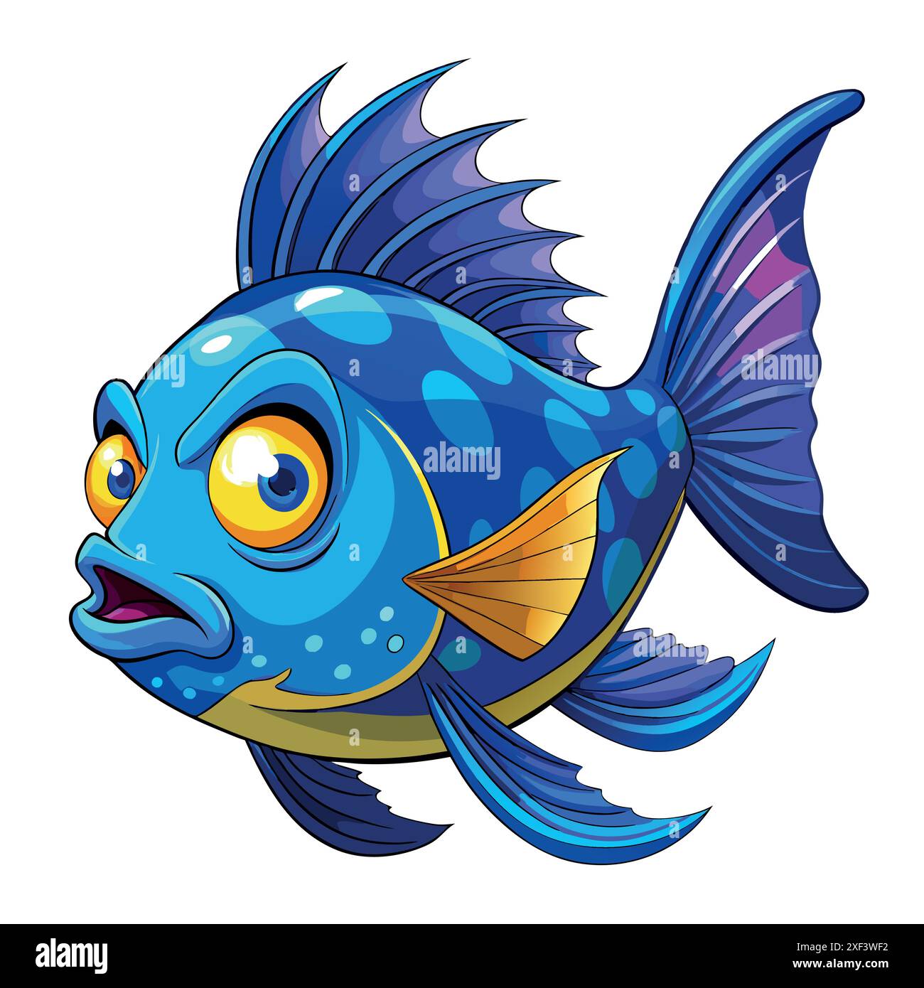 Fiji Blue Devil Damsel Fish scared goes sea vector. AI generated image
