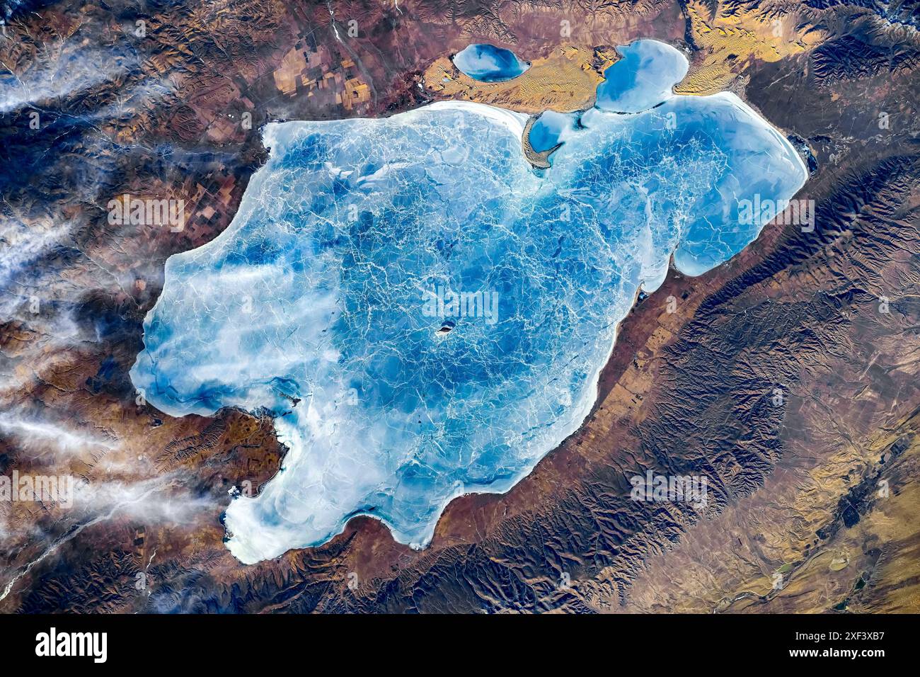 Frozen lake in China. Digital enhancement of an image by NASA Stock Photo