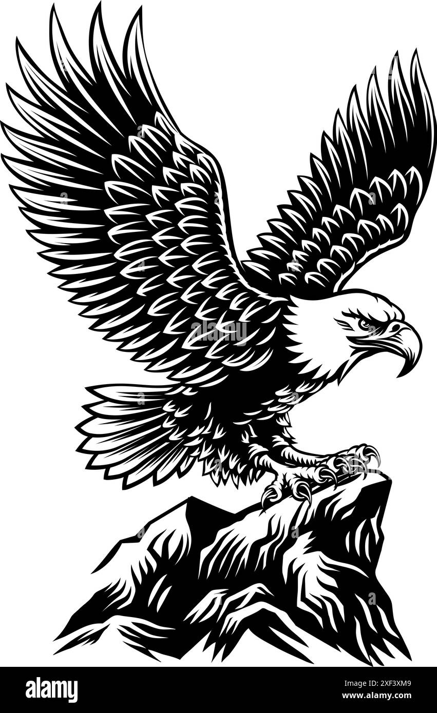 Bald Eagle Mascot Bird Wings Spread Flying Stock Vector Image & Art - Alamy