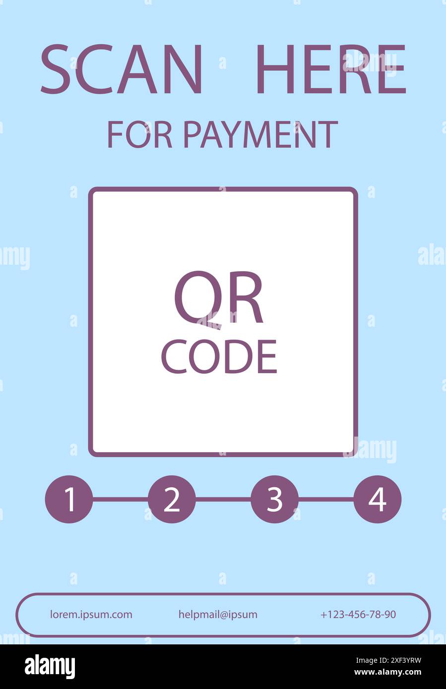Scan here for payment Qr code and instruction how to use. Vector of interactive scanning access banner identifier, quick response contactless, retriev Stock Vector