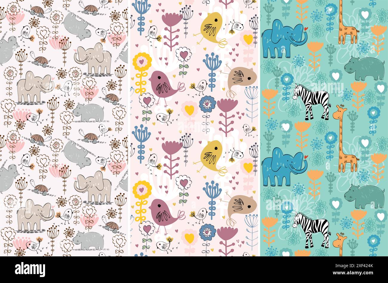 vector hand draw seamless pattern with animals Stock Vector Image & Art ...