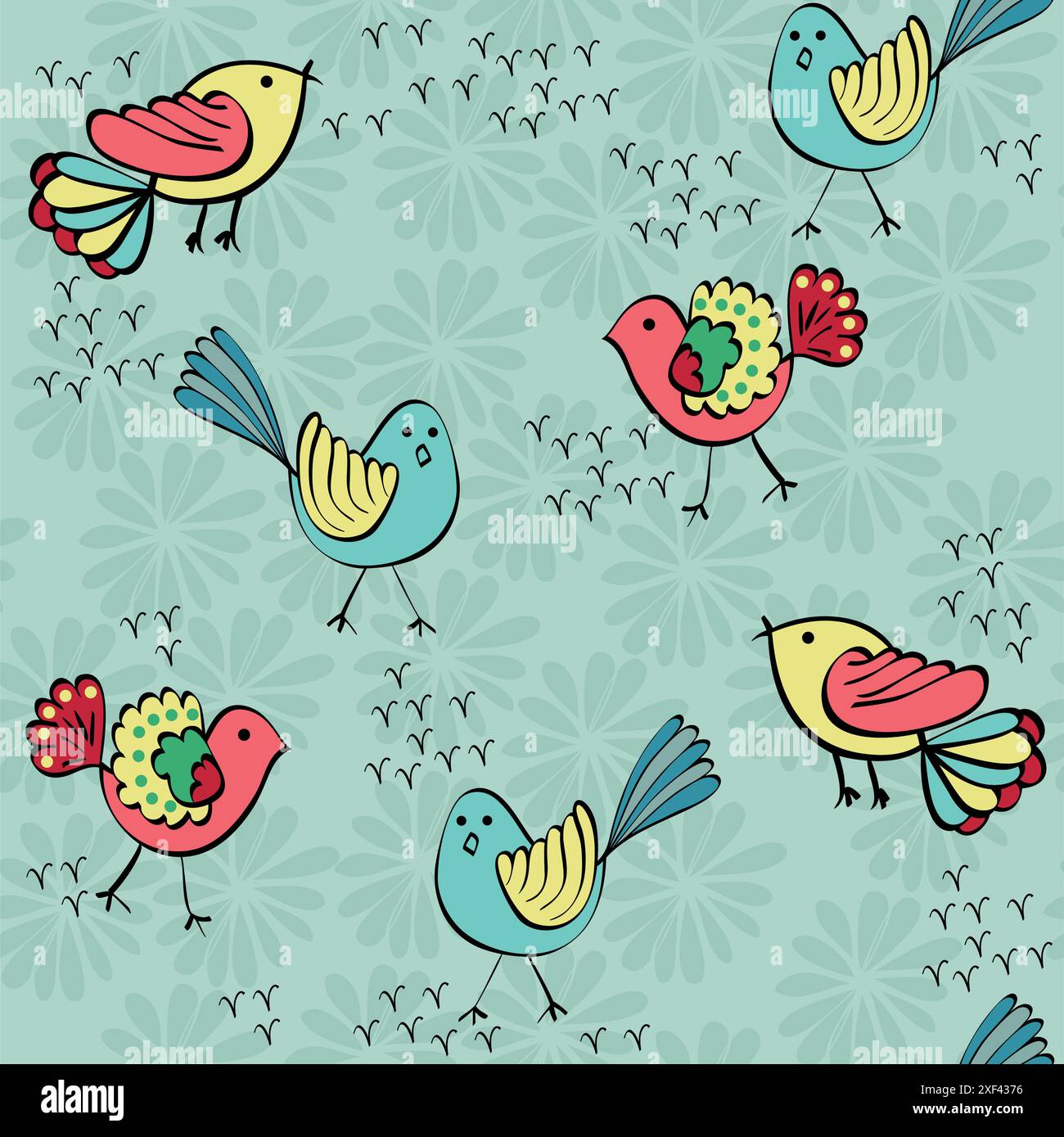 Vector Seamless pattern with cute cartoon bird Stock Vector Image & Art ...
