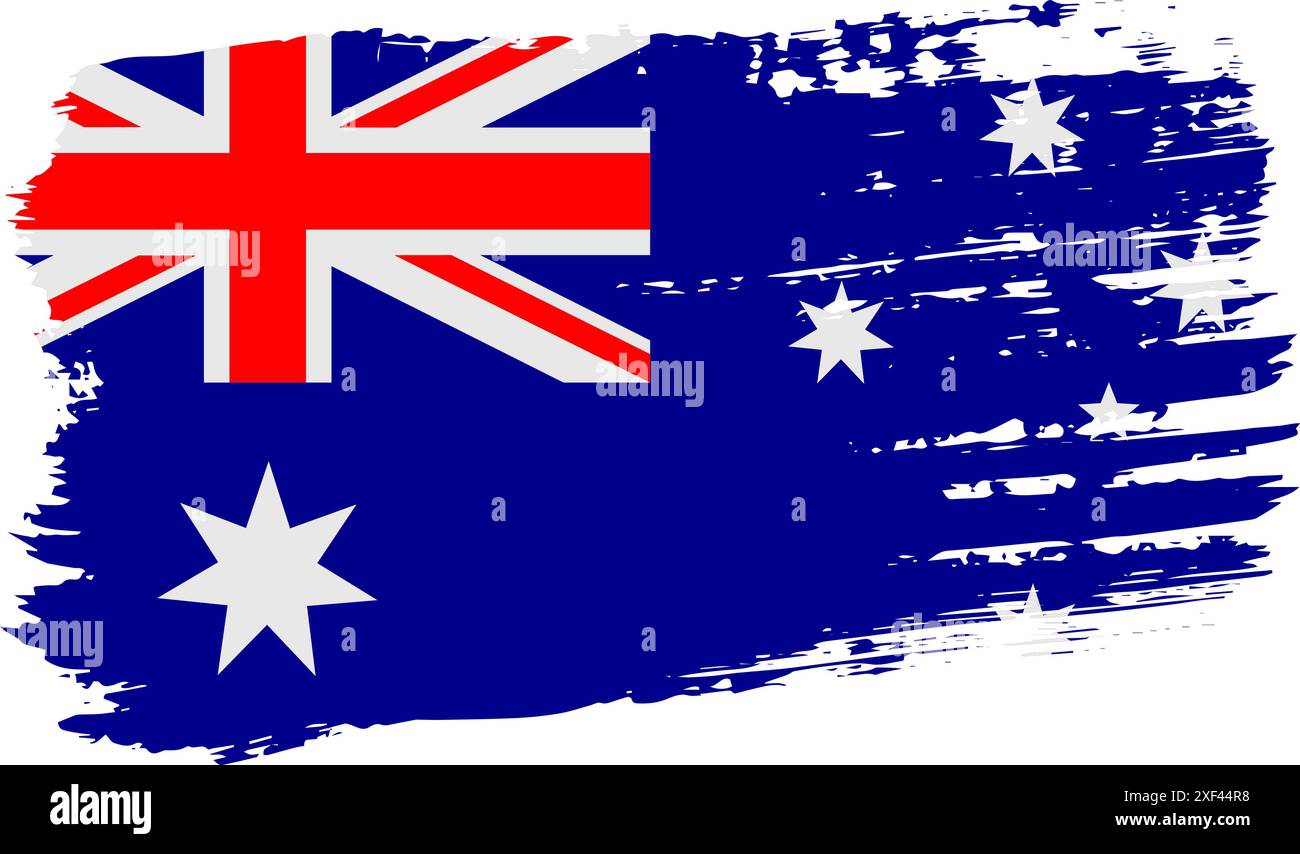 Australia flag, wide brush stroke on transparent background, vector. Stock Vector