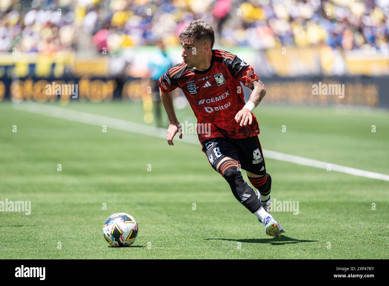 Tigres UANL midfielder Fernando Gorriarán (8) during the 2024 Campeón de Campeones match against América, Sunday, June 30, 2024, at the Dignity Health Stock Photo