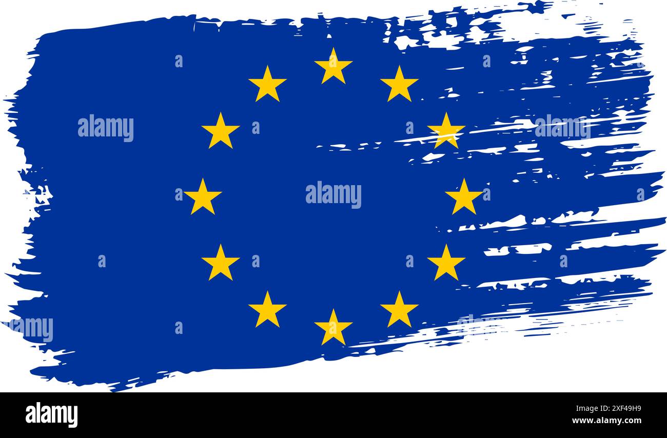 European Union flag, wide brush stroke on transparent background ...