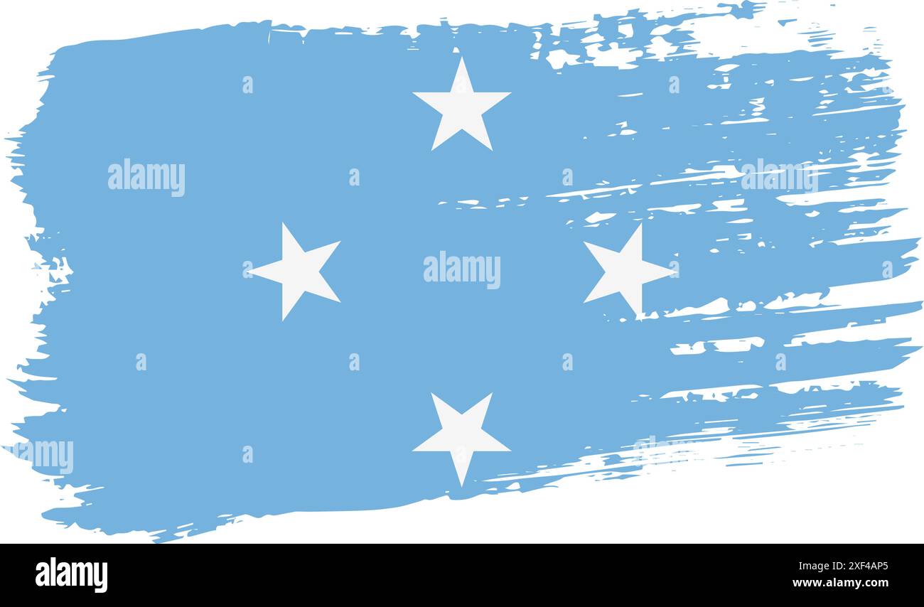 Micronesia flag, wide brush stroke on transparent background, vector ...