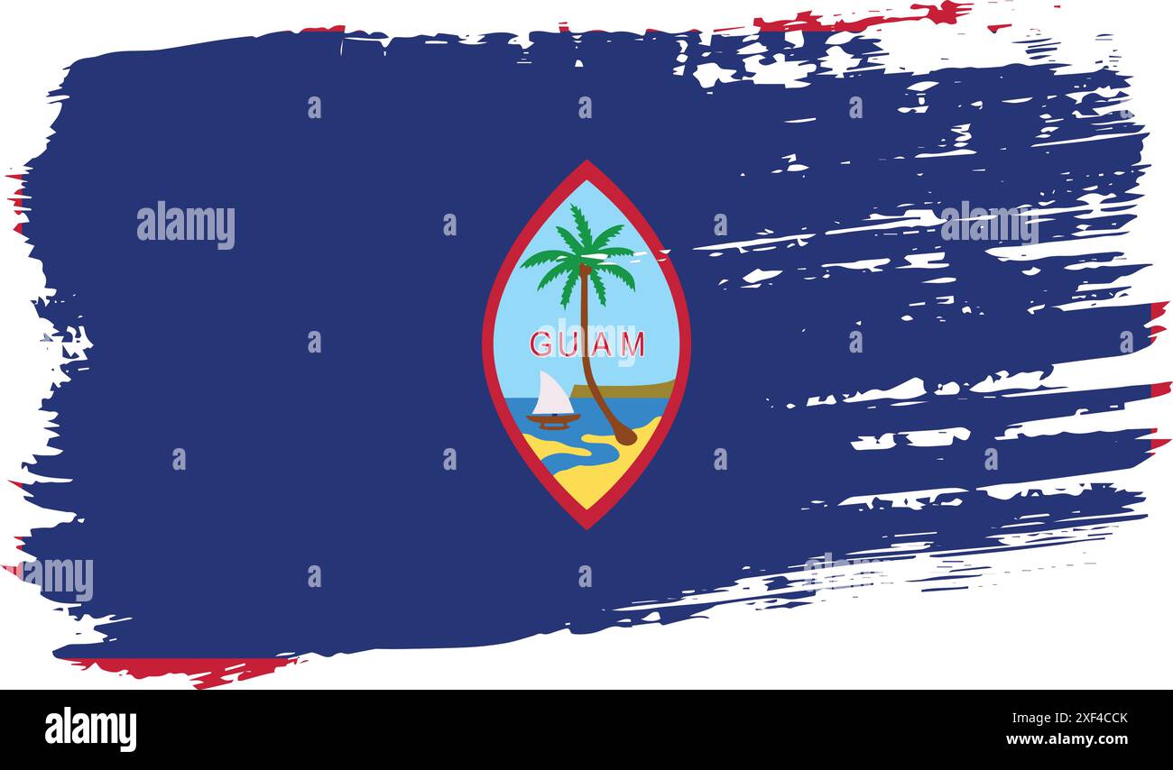 Guam flag, wide brush stroke on transparent background, vector Stock ...